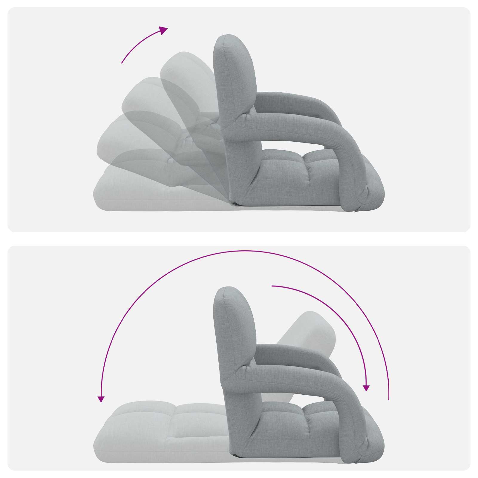 vidaXL Verstelbare vlo stoelen Lichtgrijs 58 x 62 x 58 cm Stof