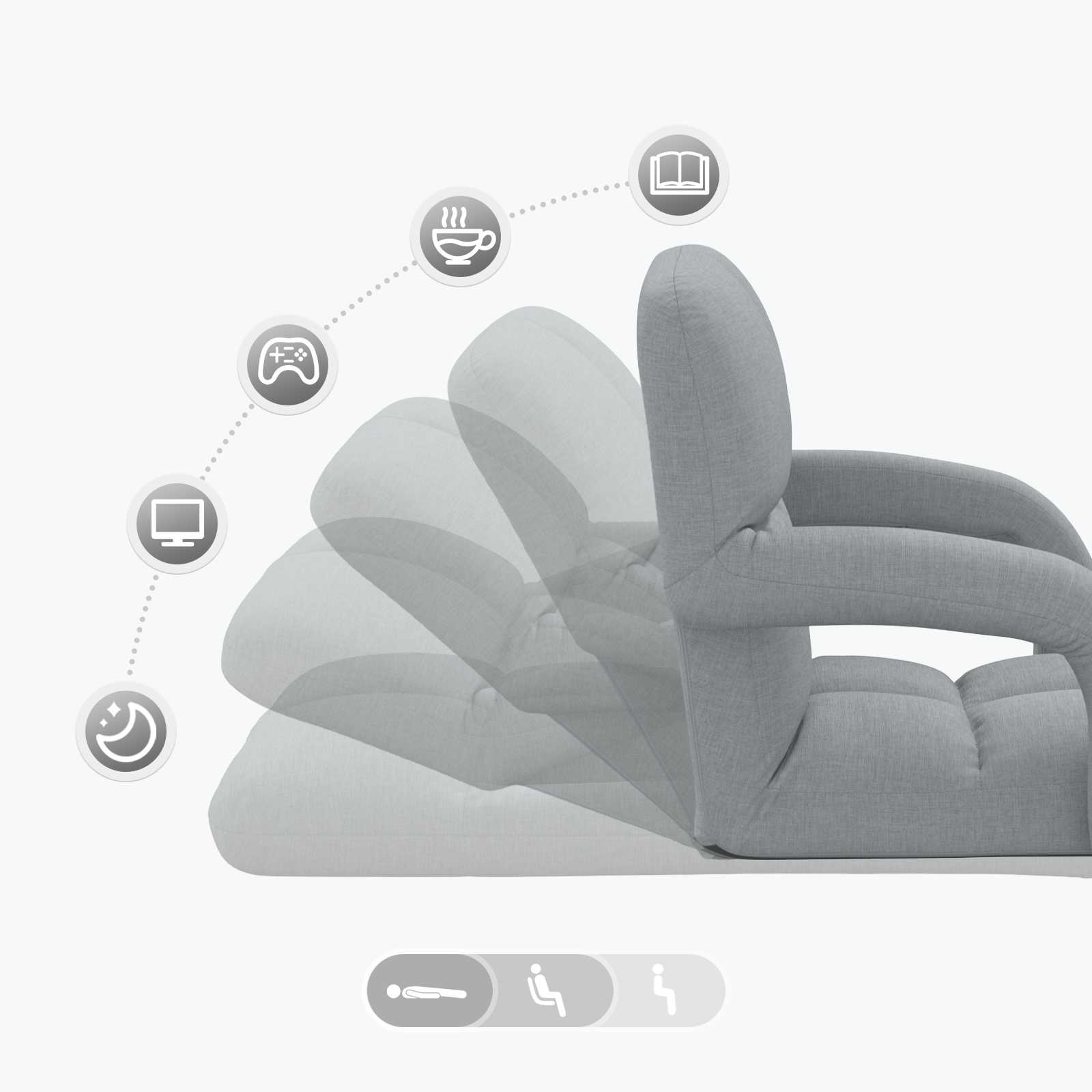 vidaXL Verstelbare vlo stoelen Lichtgrijs 58 x 62 x 58 cm Stof