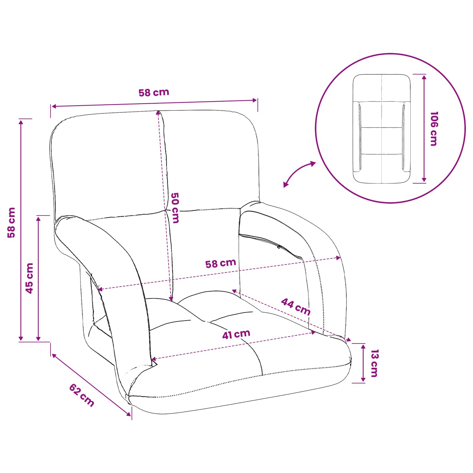 vidaXL Vloerstoel Lichtgrijs 58 x 62 x 58 cm Fluweel