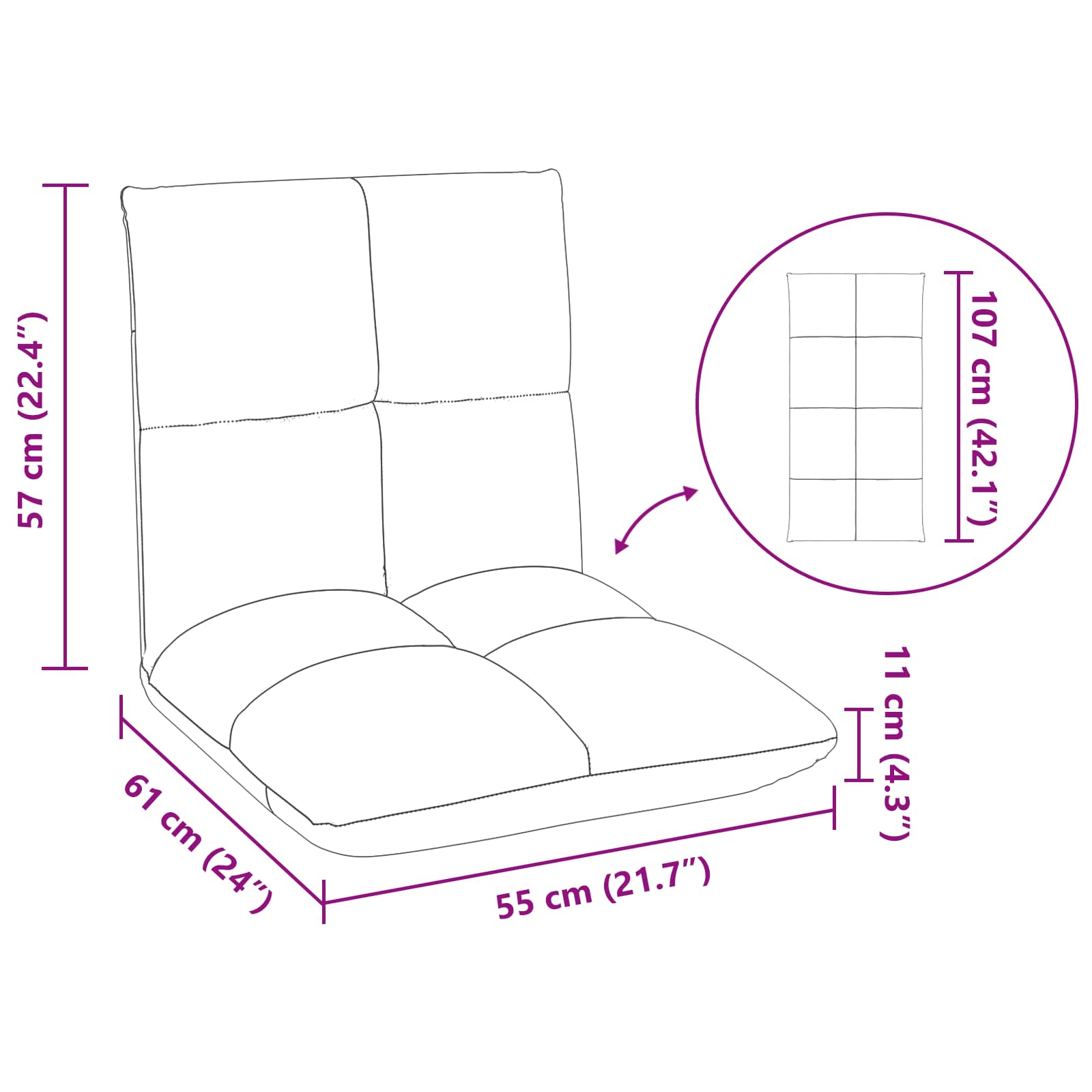 vidaXL Vloerstoel Lichtgrijs 50 x 61 x 57 cm Stof