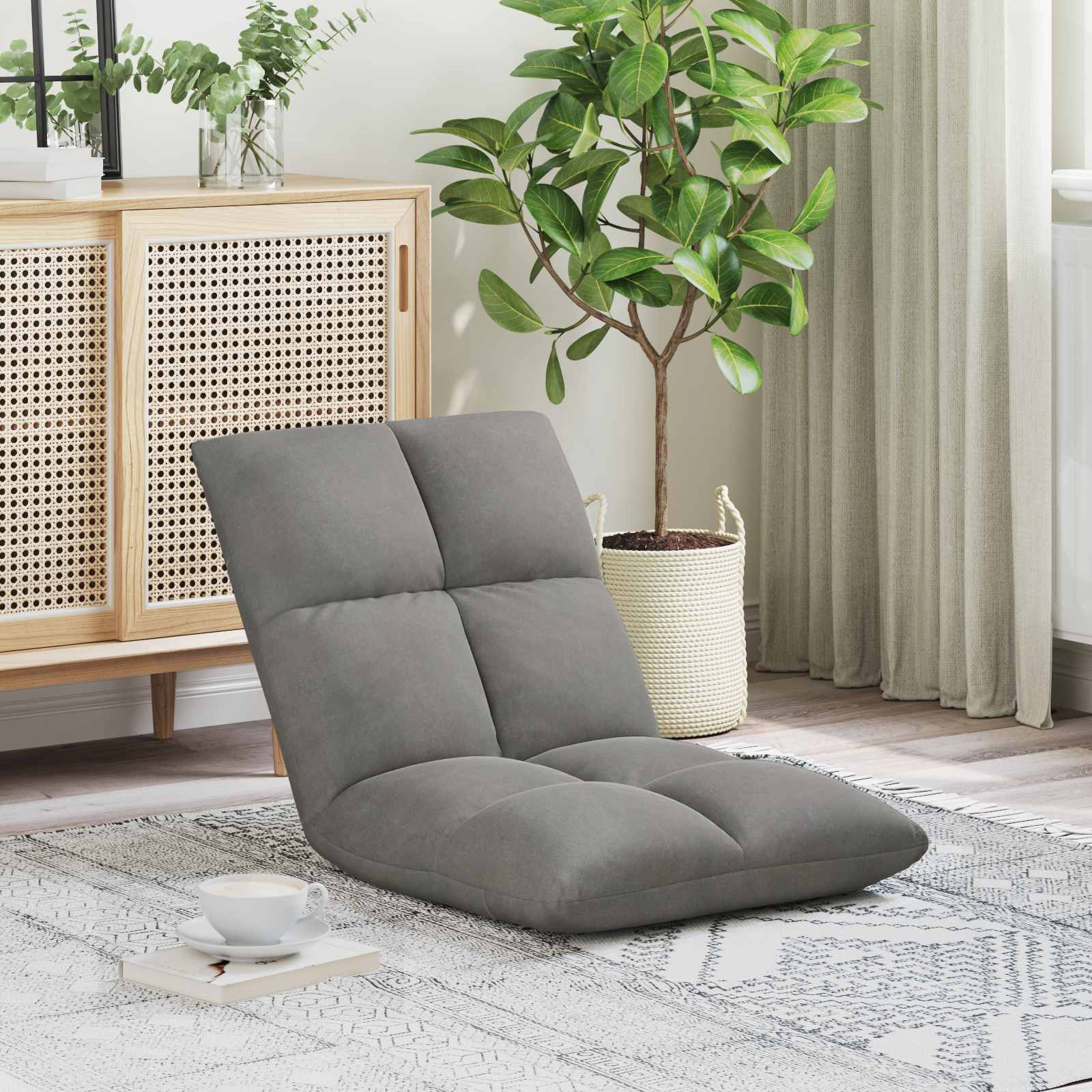 vidaXL Vloerstoel Donkergrijs 50 x 61 x 57 cm Fluweel