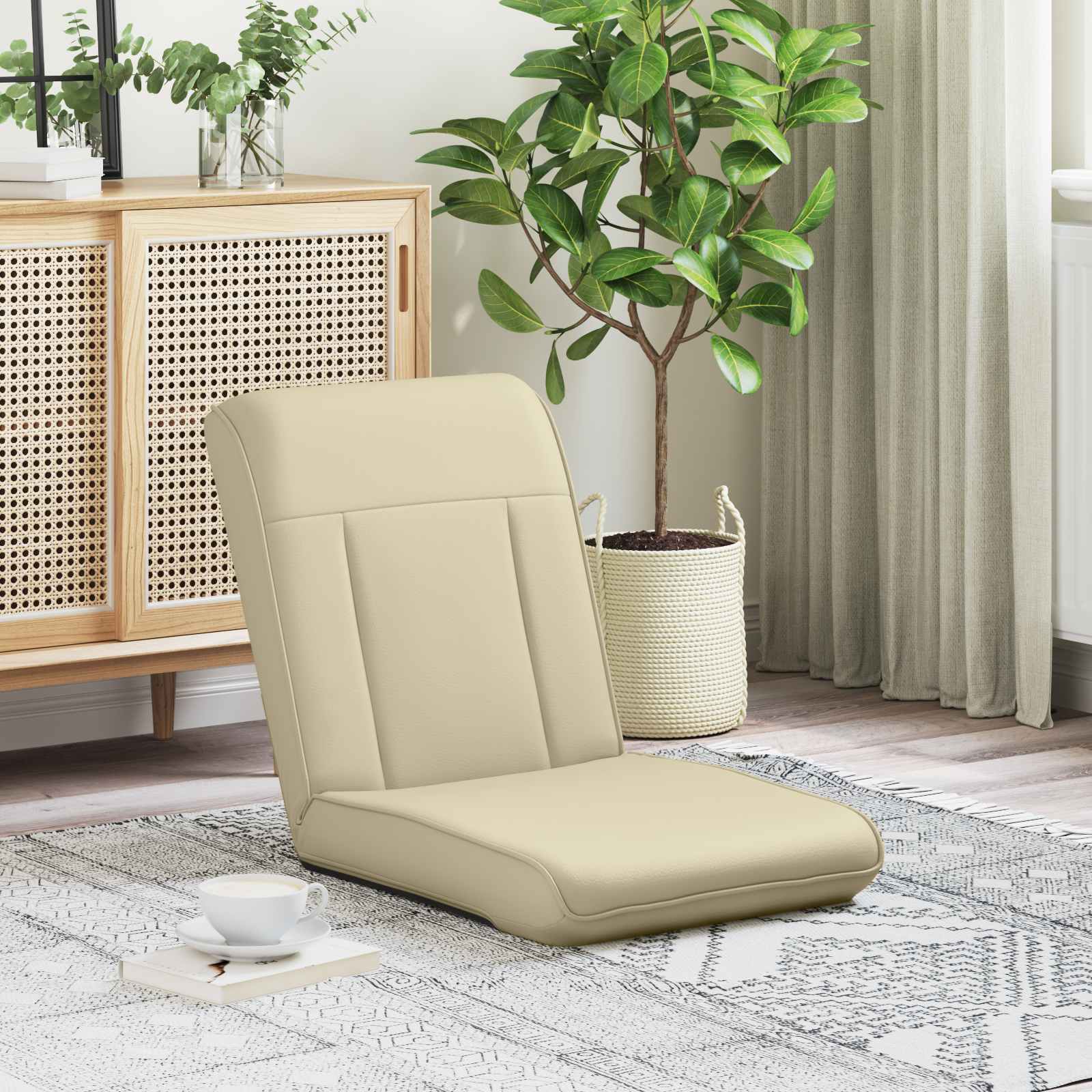 vidaXL Vloerstoel Crème 50 x 73 x 60 cm Nep Leer