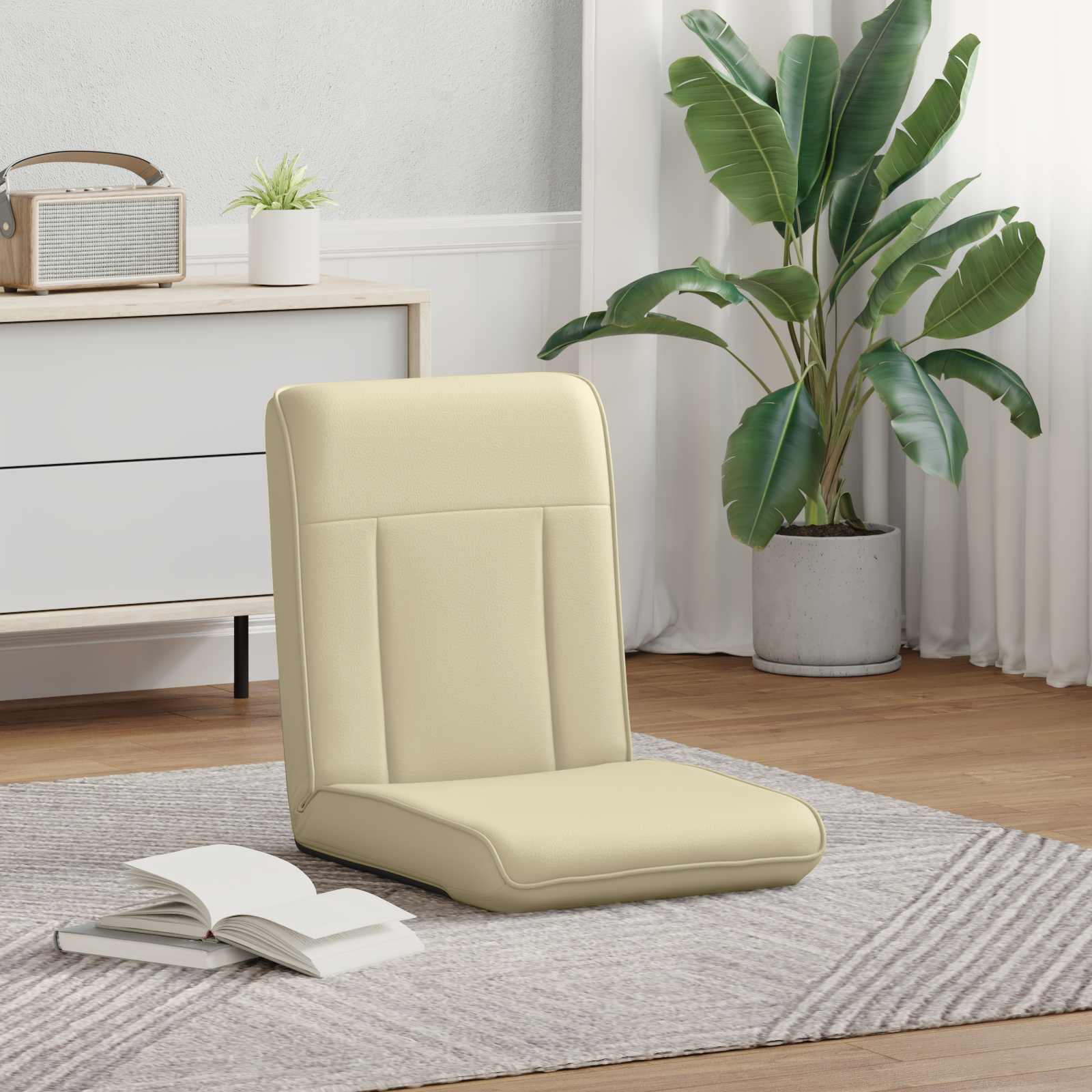 vidaXL Vloerstoel Crème 50 x 73 x 60 cm Nep Leer
