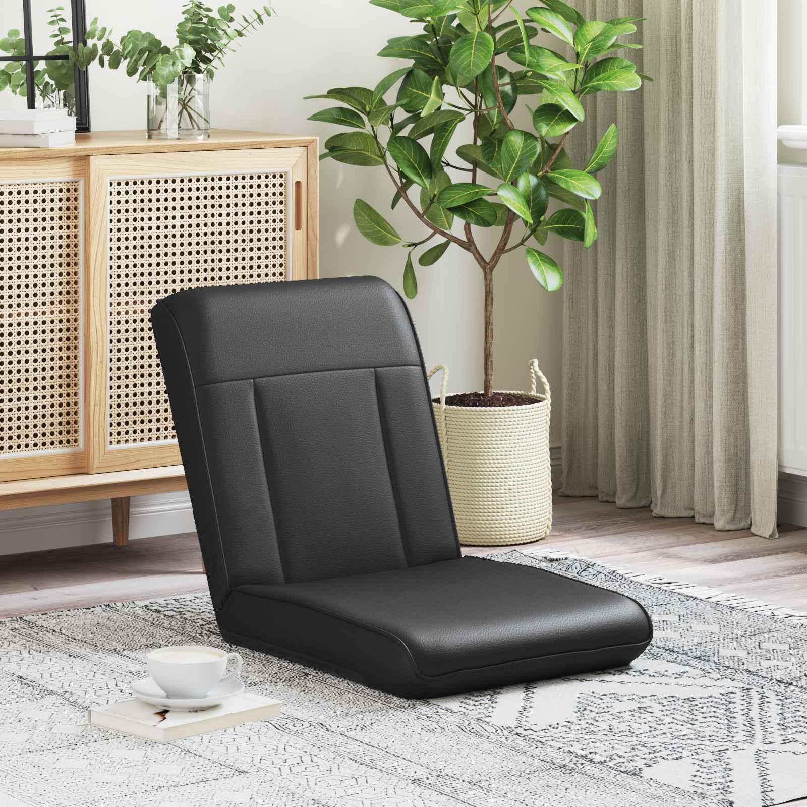 vidaXL Vloerstoel Crème 50 x 73 x 60 cm Nep Leer