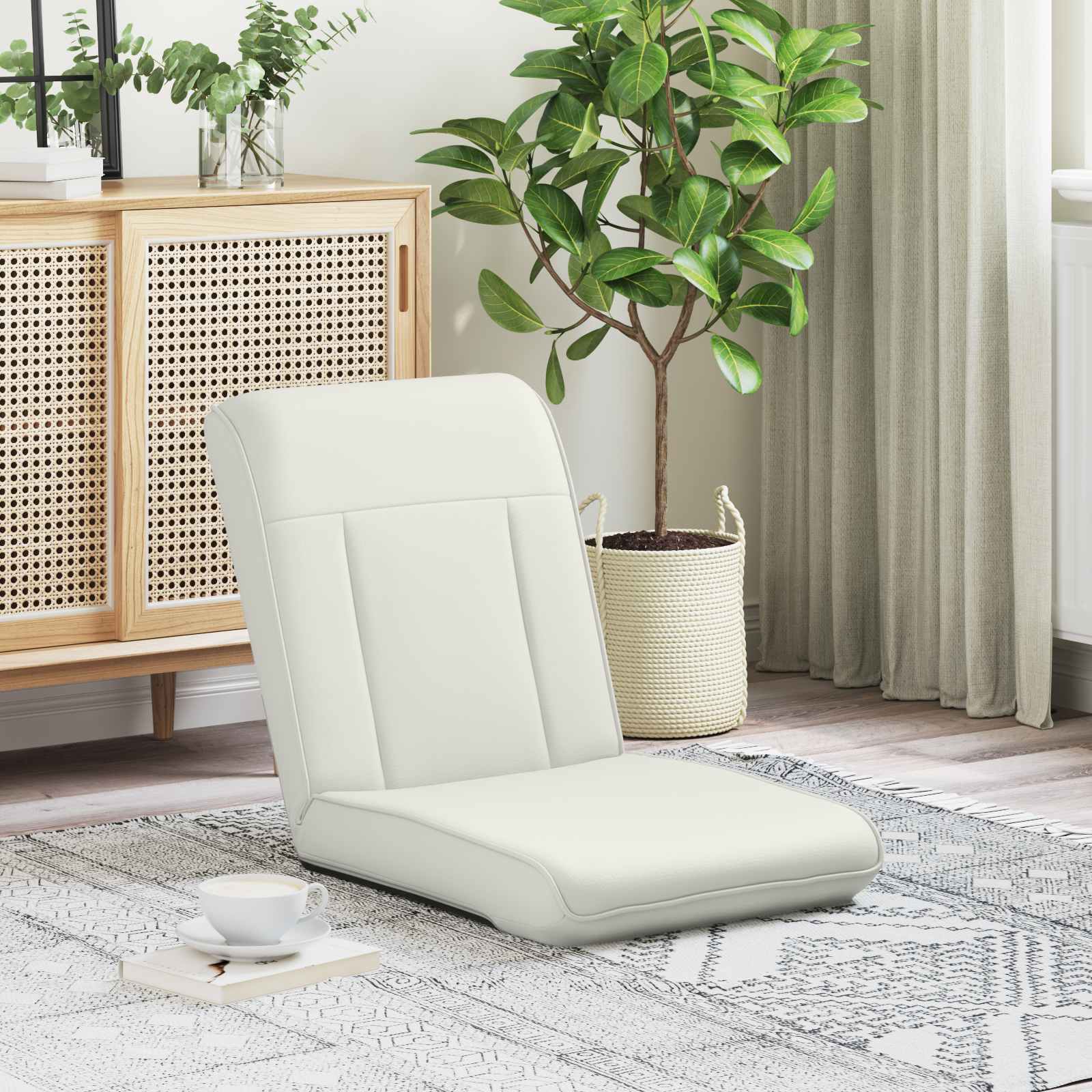 vidaXL Vloerstoel Crème 50 x 73 x 60 cm Nep Leer