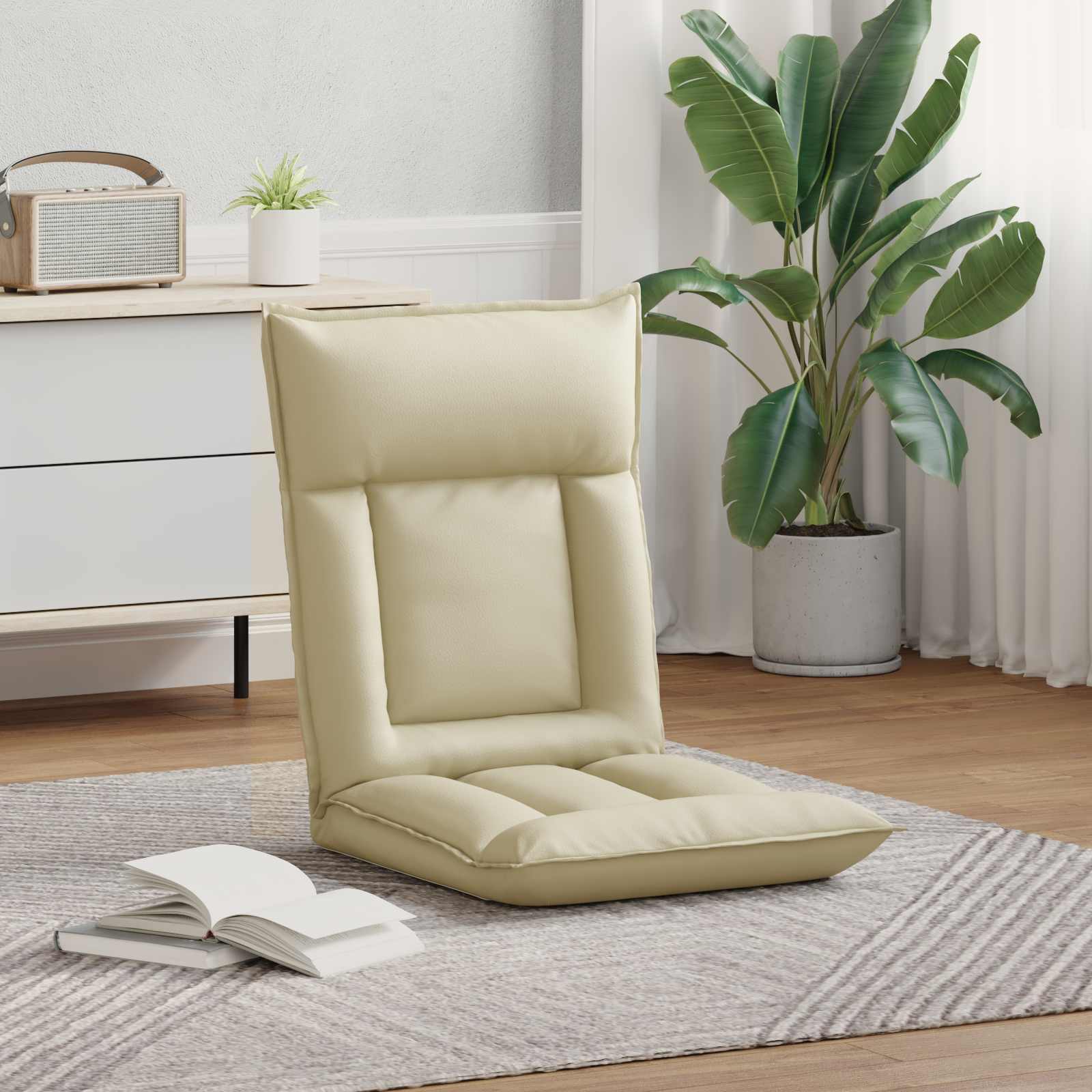 vidaXL Vloerstoel Crème 55 x 61 x 70 cm Nep Leer