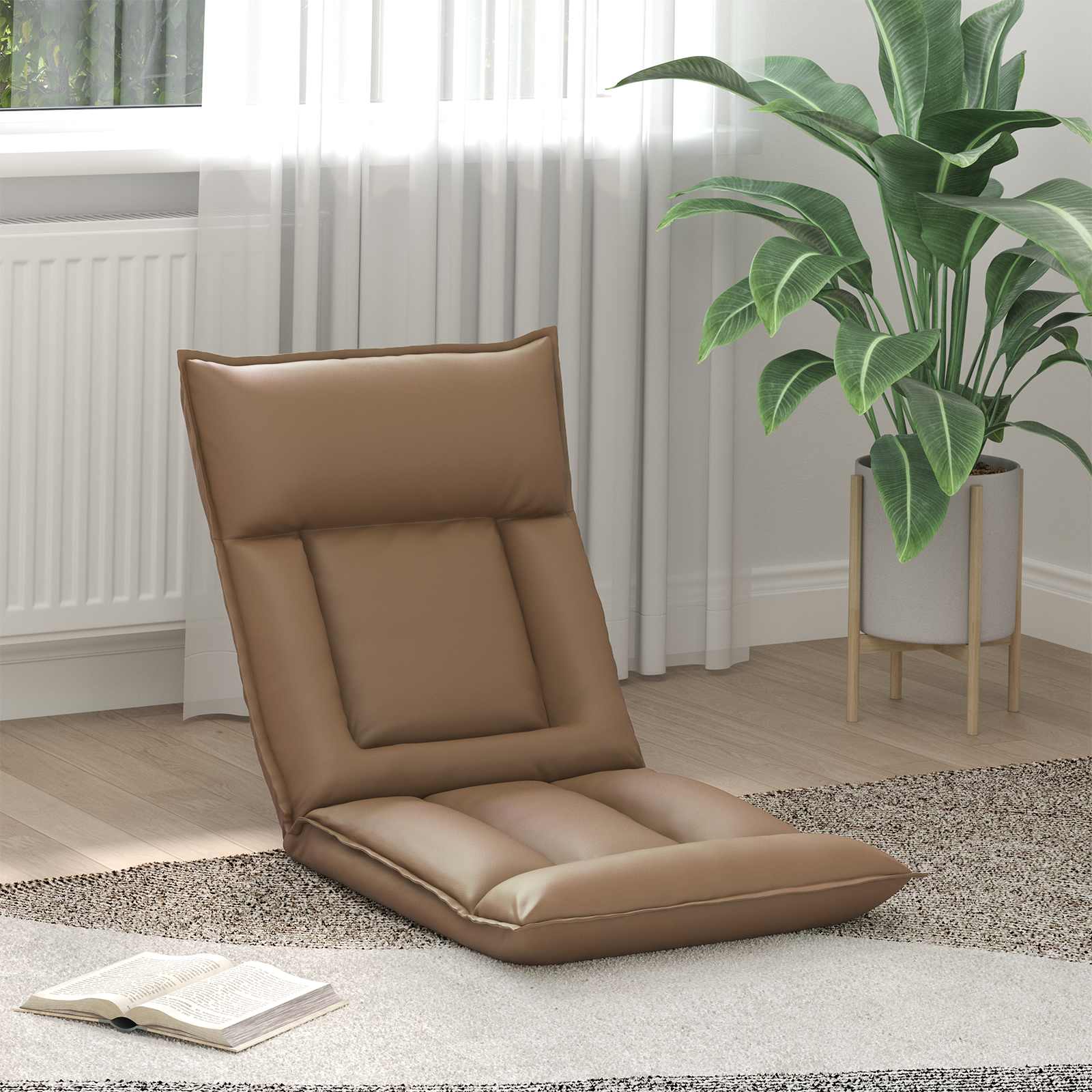 vidaXL Vloerstoel Crème 55 x 61 x 70 cm Nep Leer