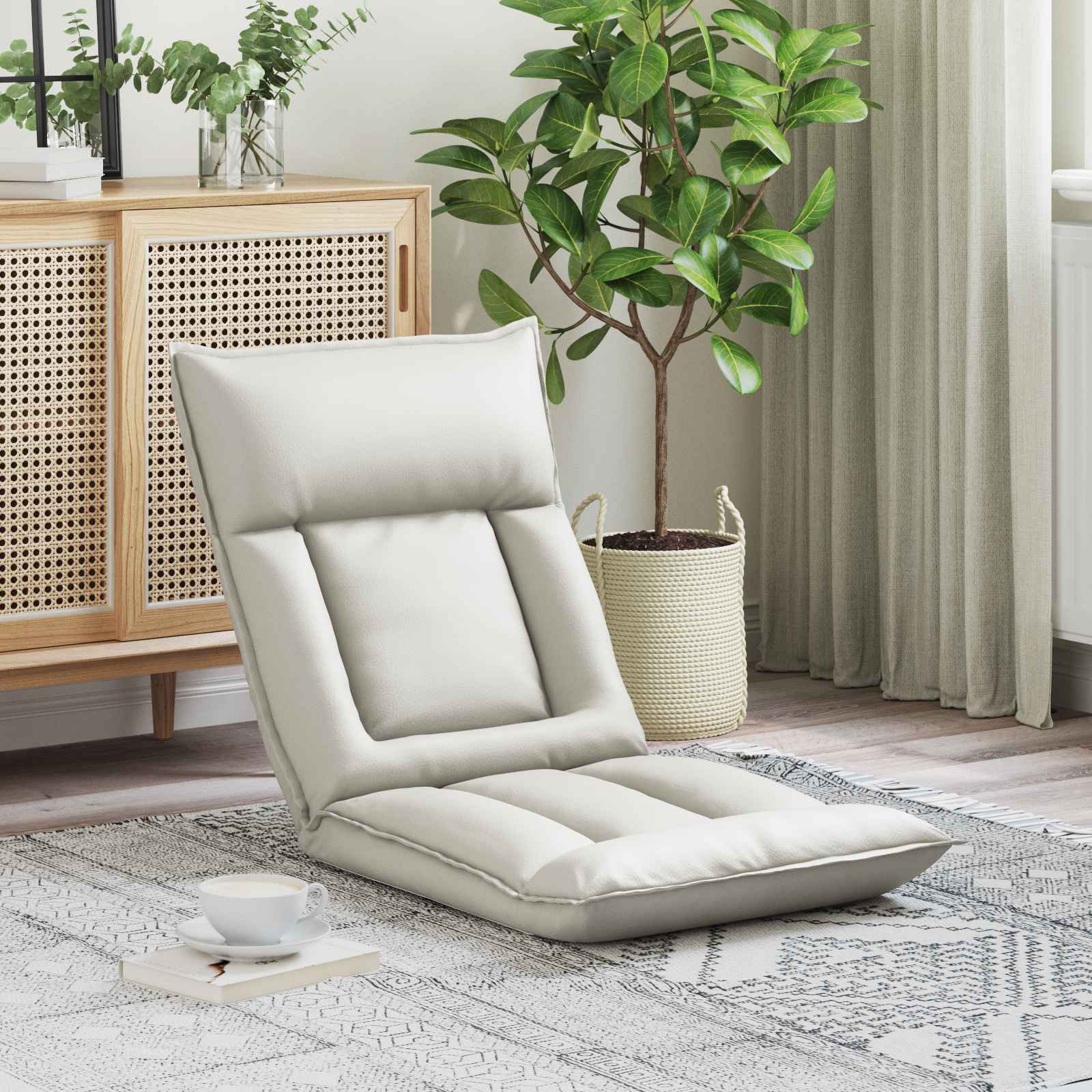 vidaXL Vloerstoel Crème 55 x 61 x 70 cm Nep Leer