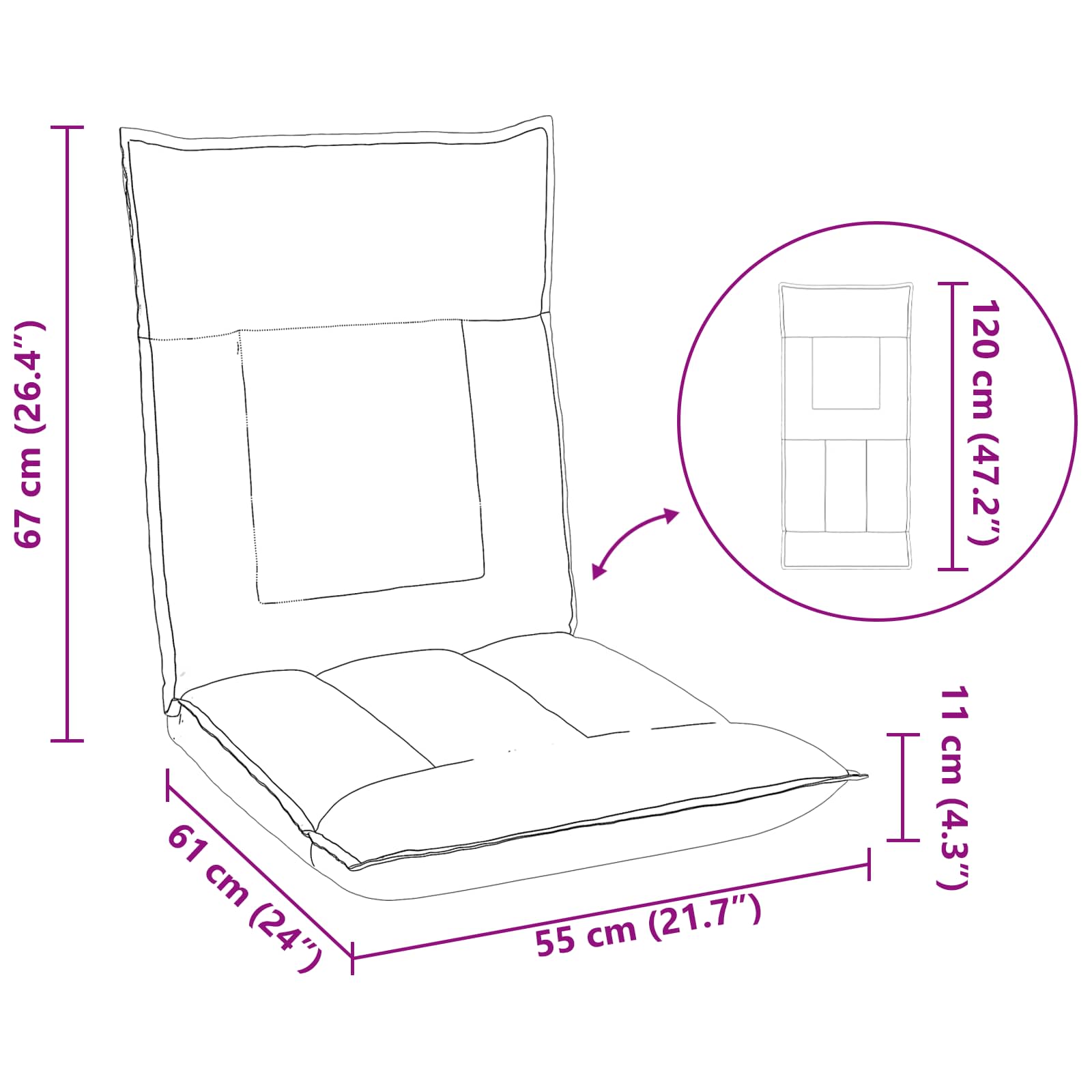vidaXL Vloerstoel Bruin 55 x 61 x 70 cm Stof