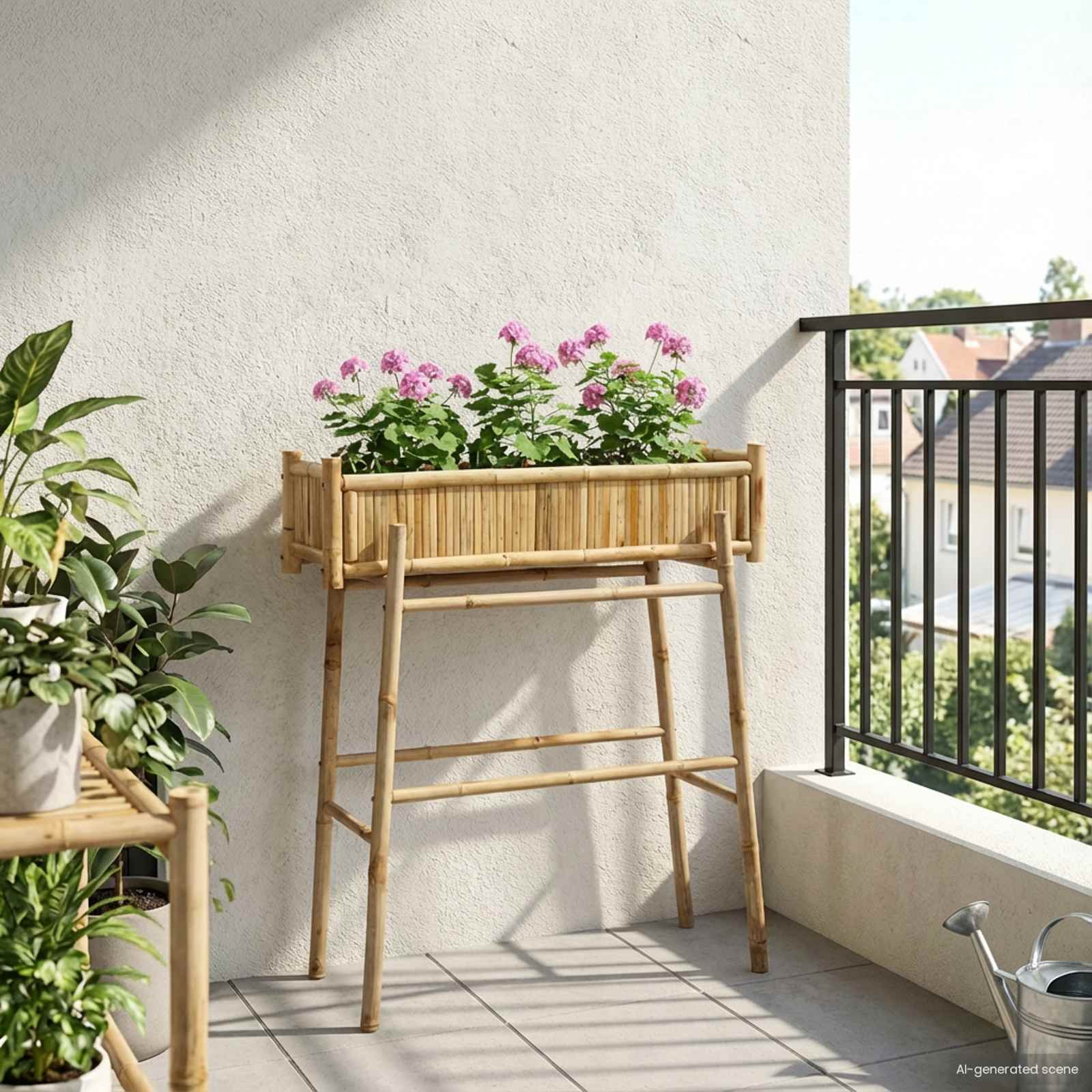 vidaXL Tuinplanter met Houder Naturel 100 x 38 x 74 cm Bamboe