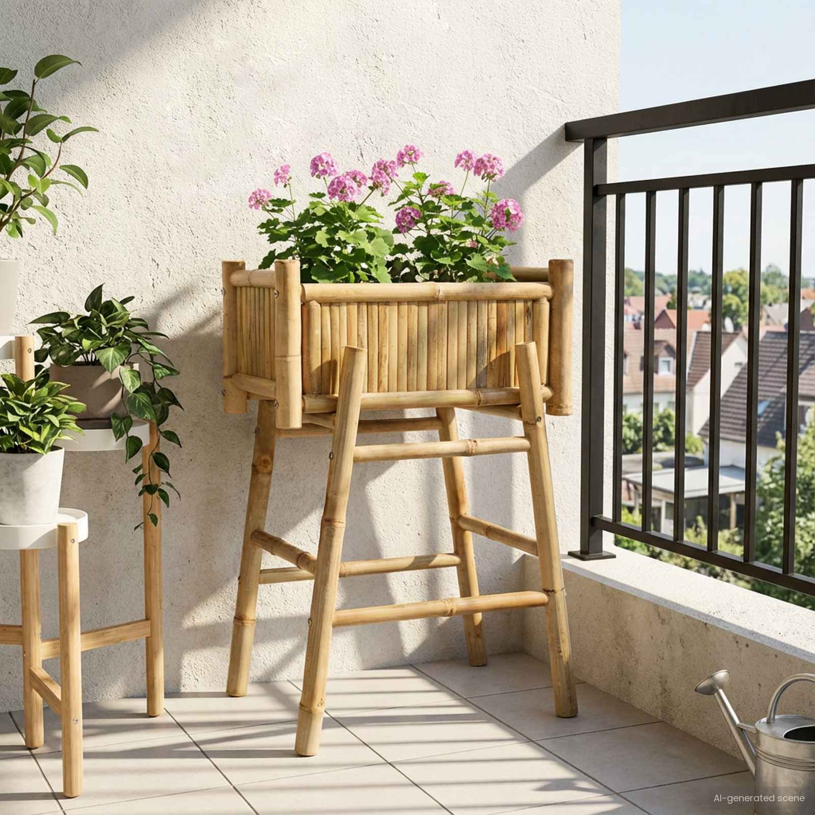 vidaXL Tuinplanter met Houder Naturel 100 x 38 x 74 cm Bamboe