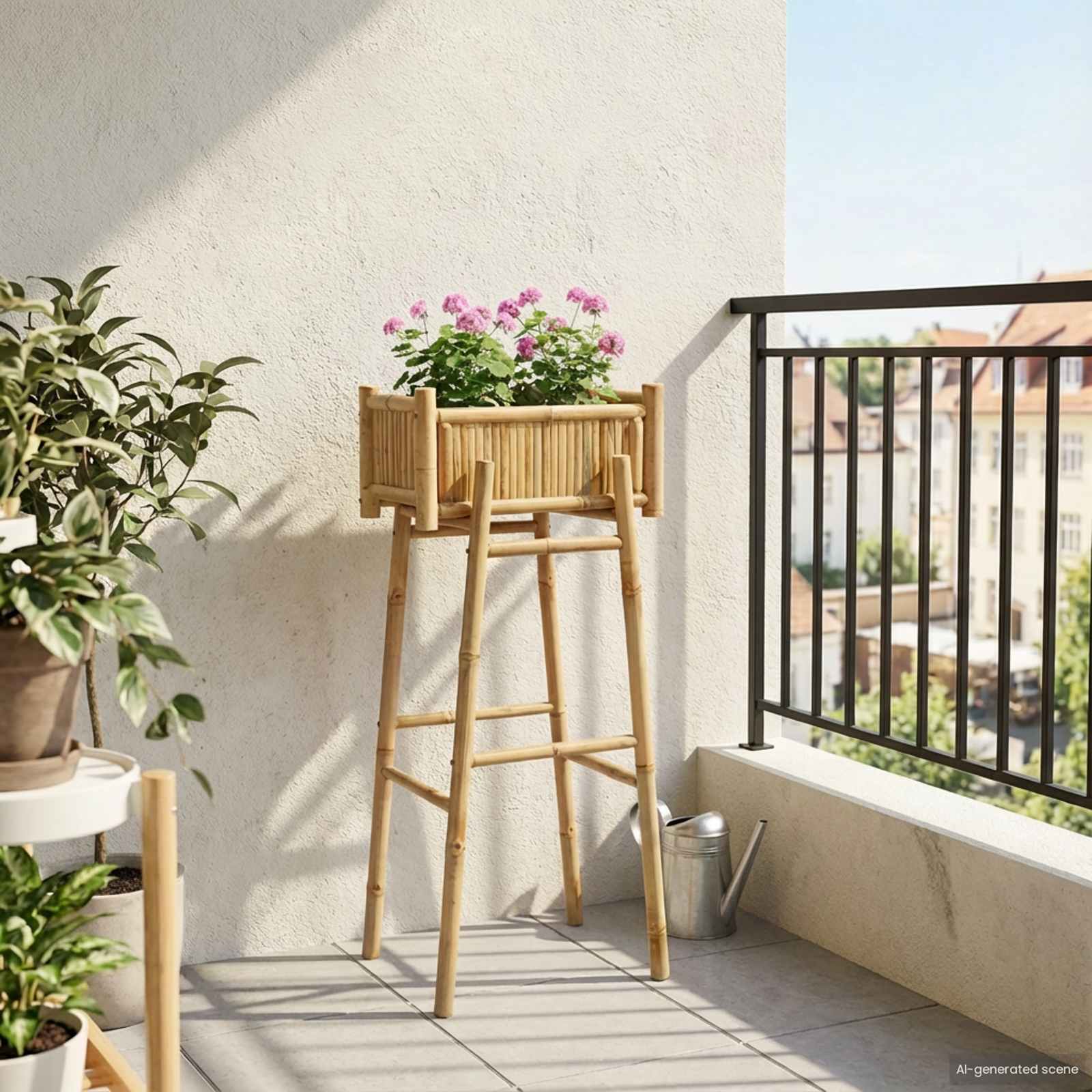 vidaXL Tuinplanter met Houder Naturel 100 x 38 x 74 cm Bamboe