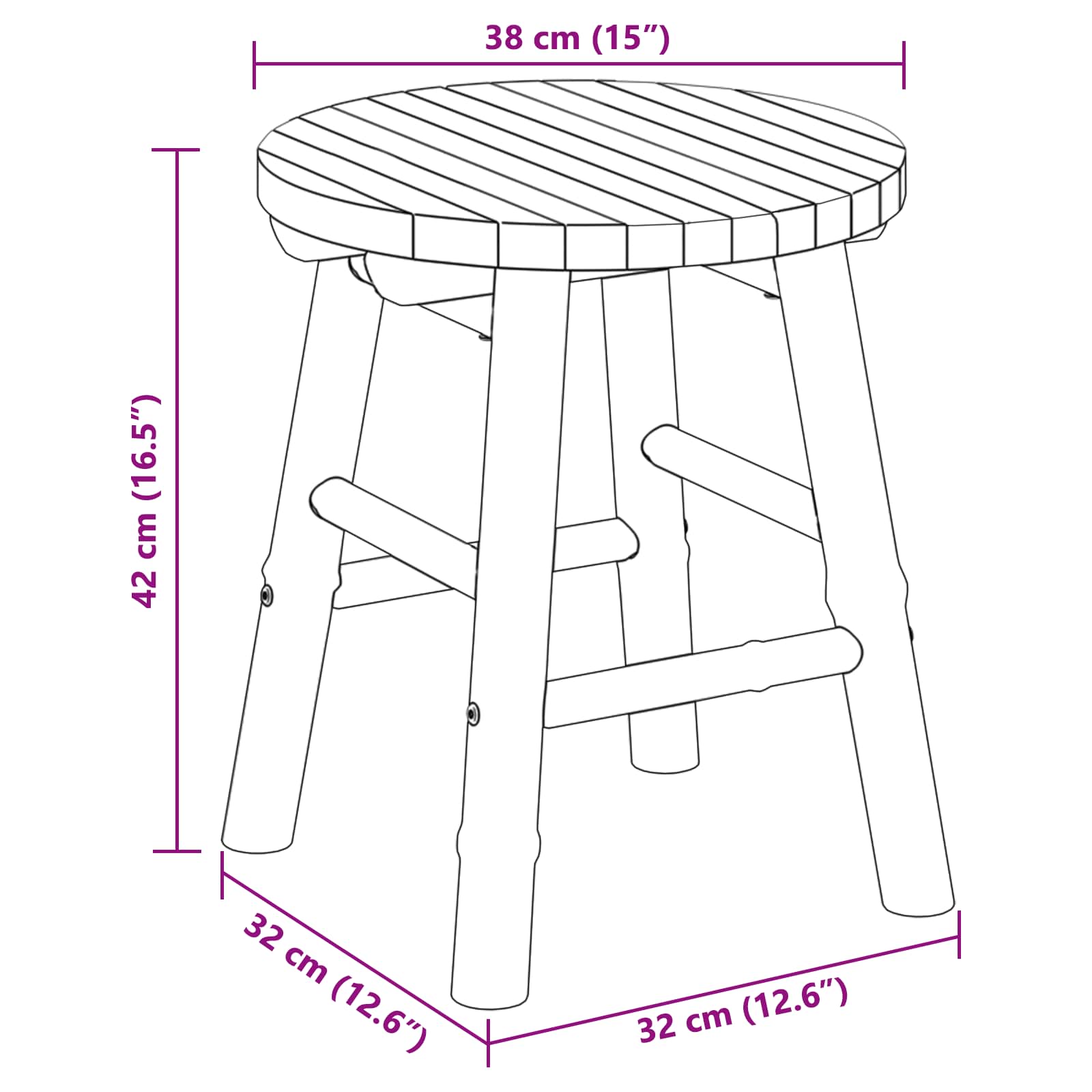 vidaXL Tuin kruk Naturel Ø 38 x 42 cm Bamboe