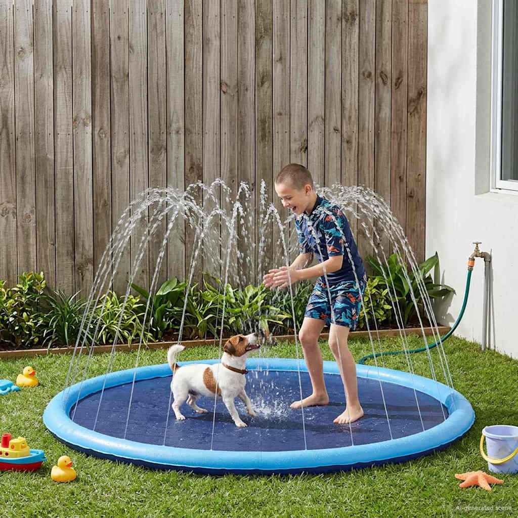 vidaXL Waterspeelmat voor kinderen en honden Blauw Ø200 x 9 cm PVC