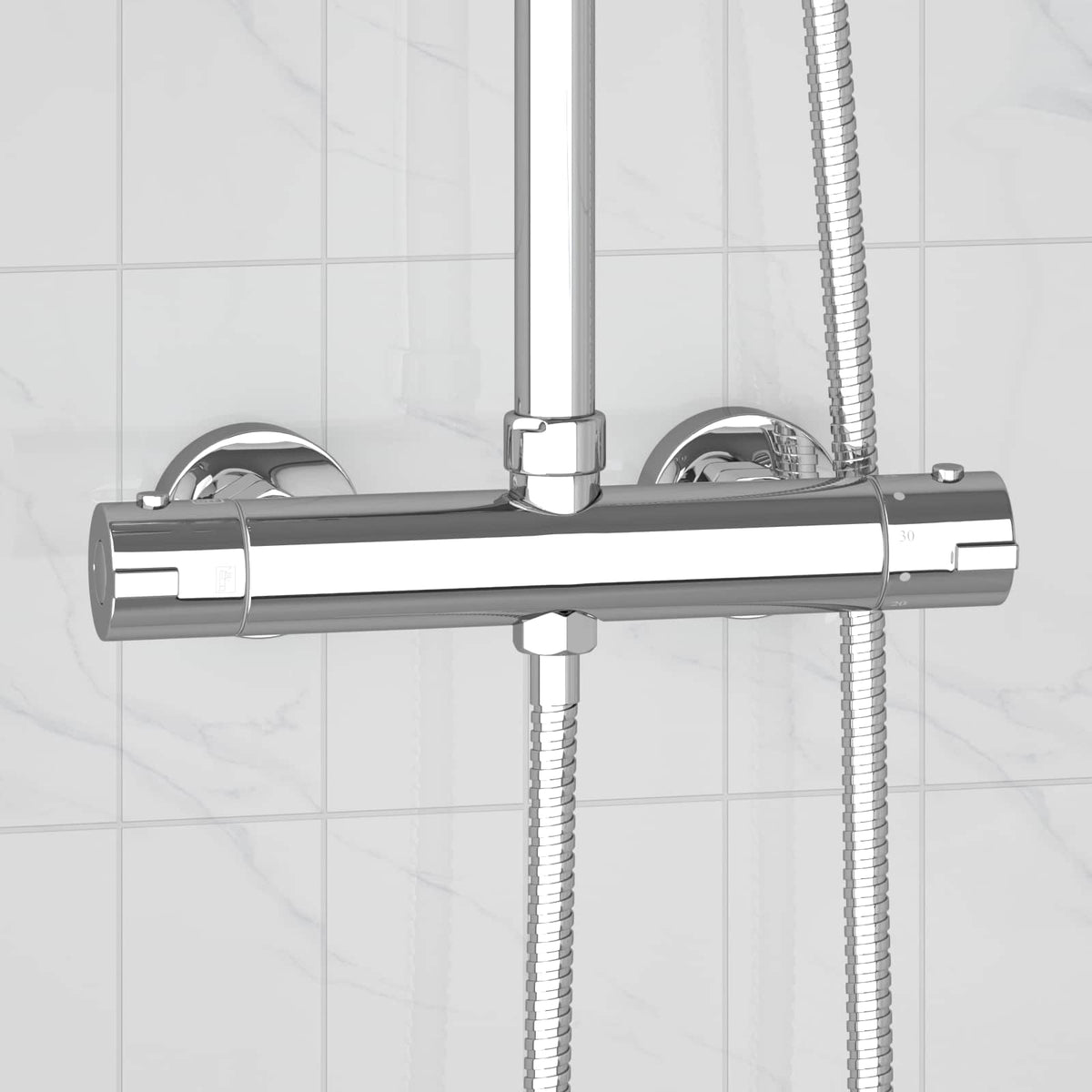 vidaXL Thermostatische douchemixer RVS 201 25,5 x 7 x 6 cm zilver