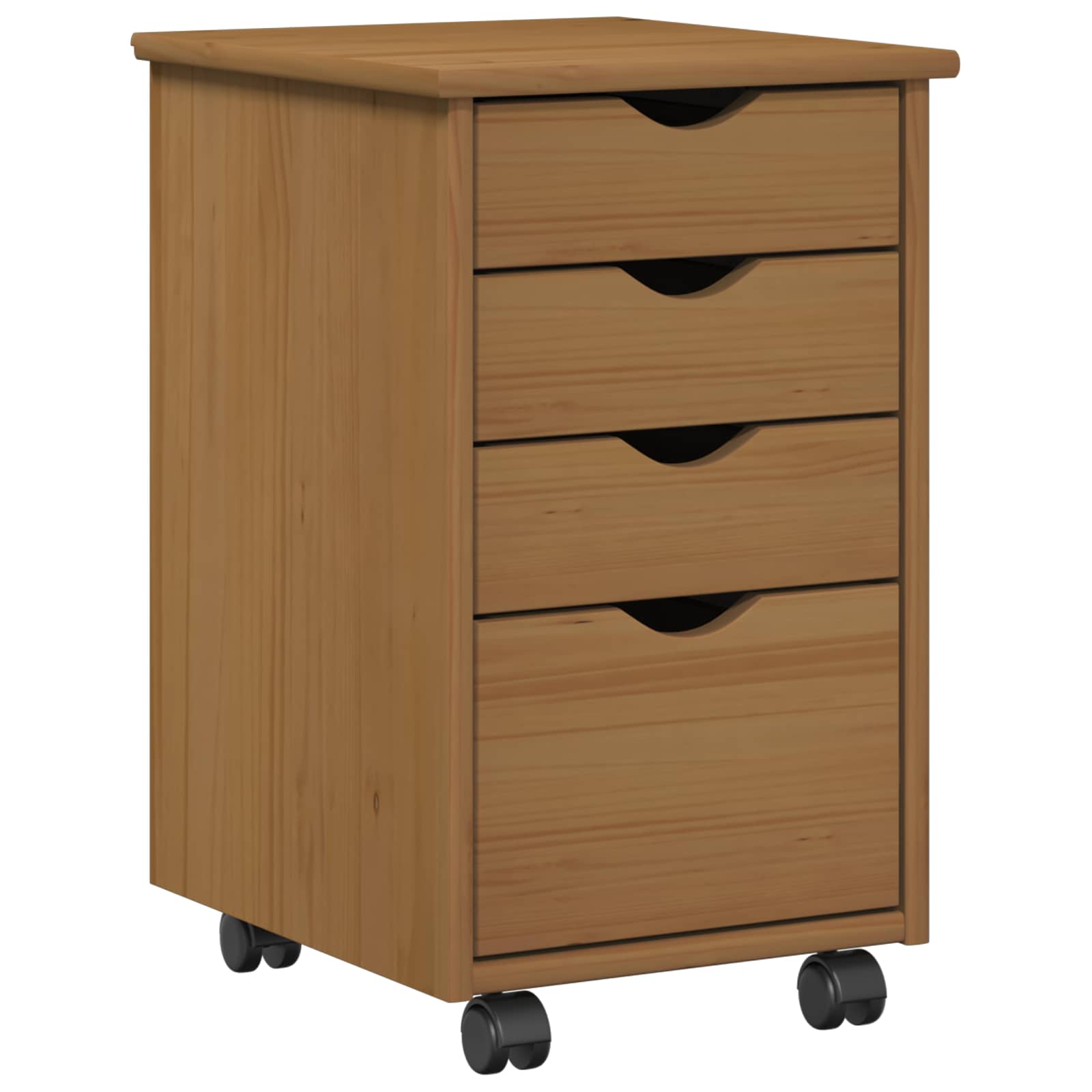 vidaXL Rolling Kast met wiel Wit 34 x 39 x 56 cm Massief Vurenhout