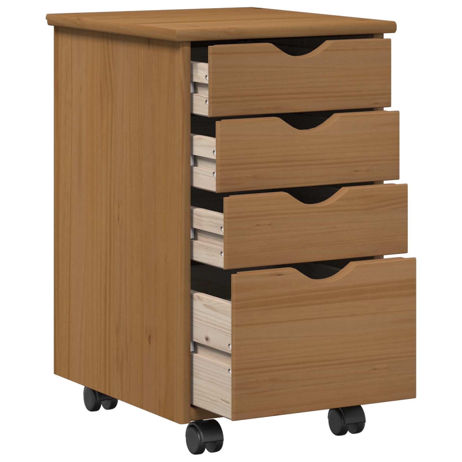 vidaXL Rolling Kast met wiel Wit 34 x 39 x 56 cm Massief Vurenhout