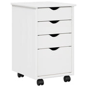 vidaXL Rolling Kast met wiel Wit 34 x 39 x 56 cm Massief Vurenhout