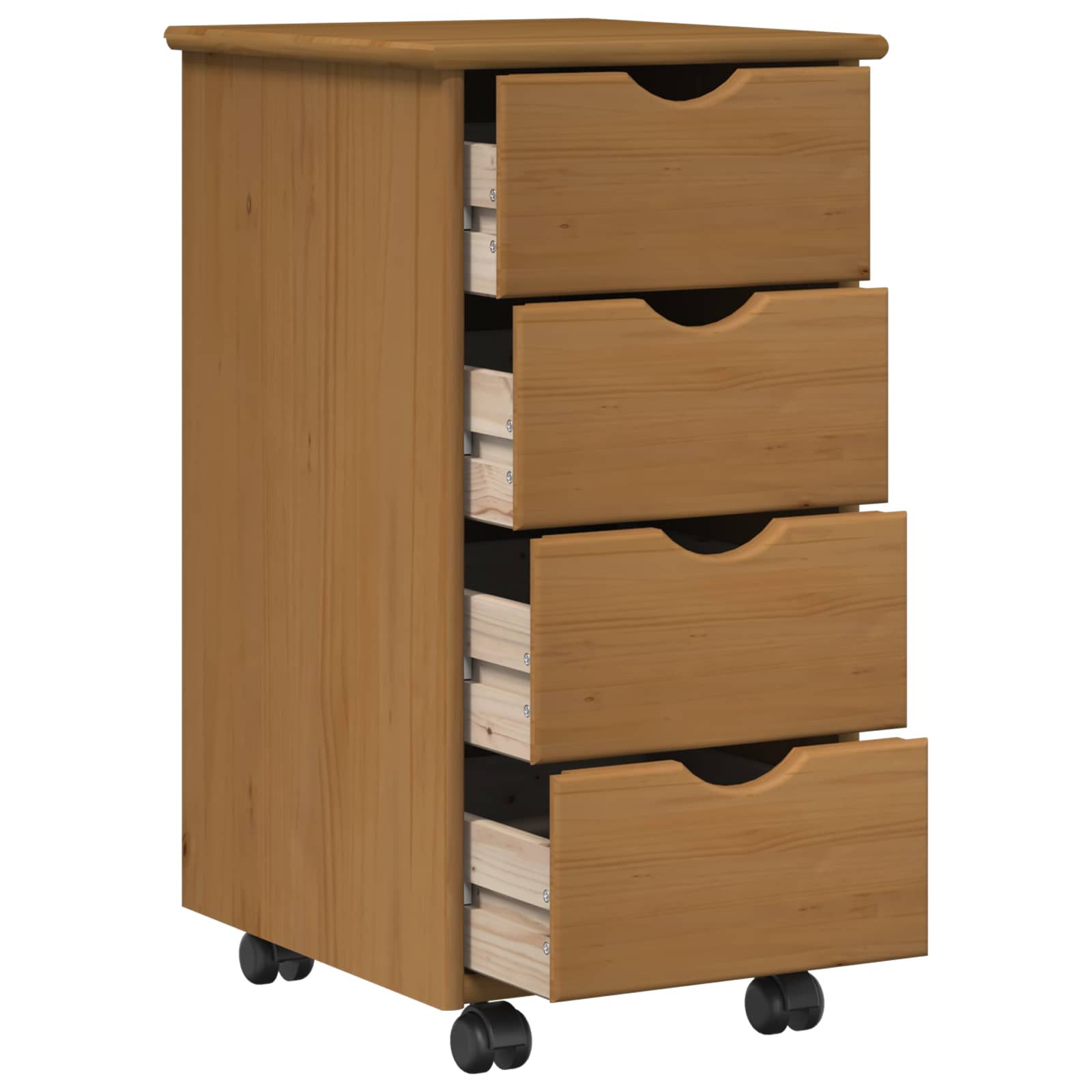 vidaXL Rolling Kast Honingbruin 34 x 39 x 65,5 cm Massief Vurenhout