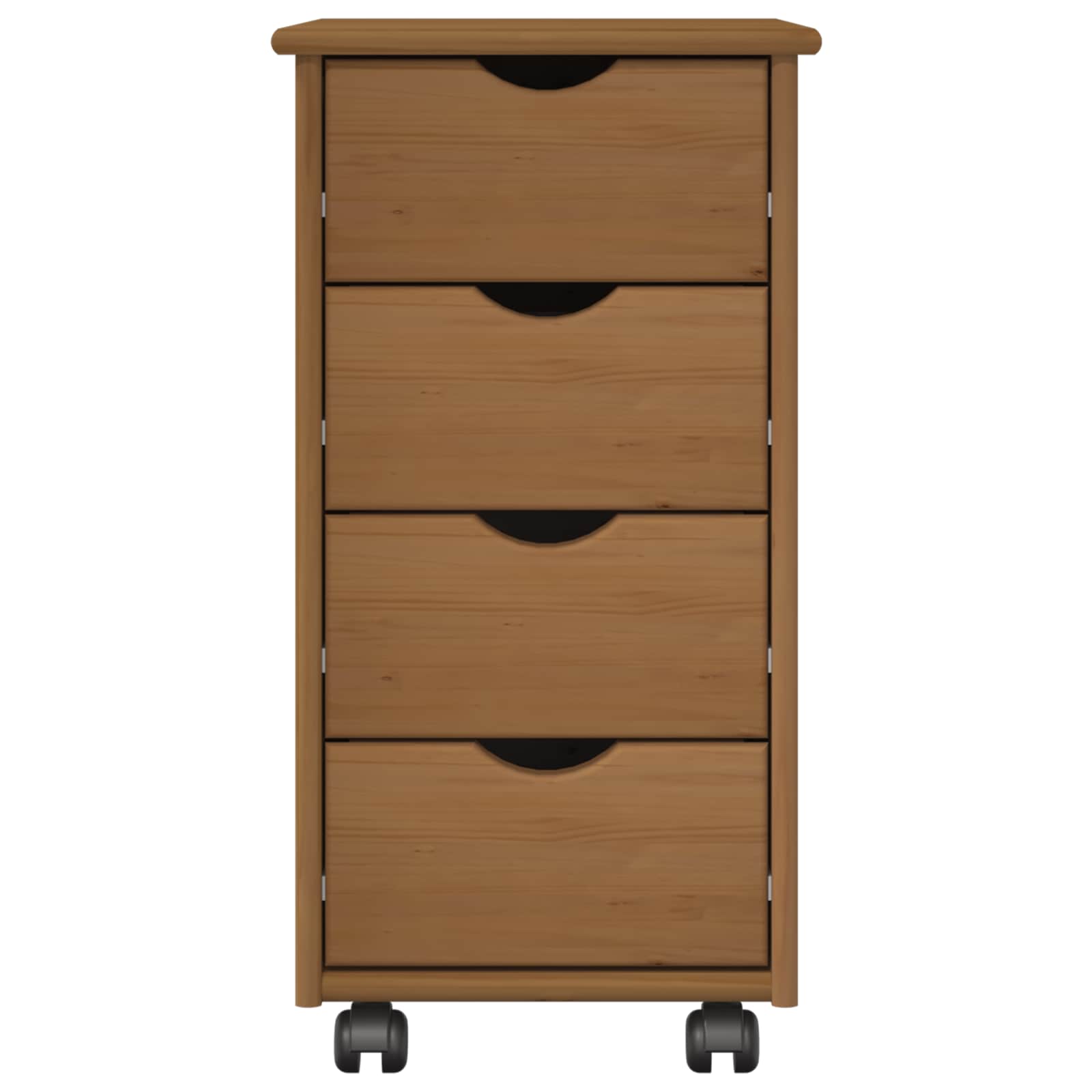vidaXL Rolling Kast Honingbruin 34 x 39 x 65,5 cm Massief Vurenhout