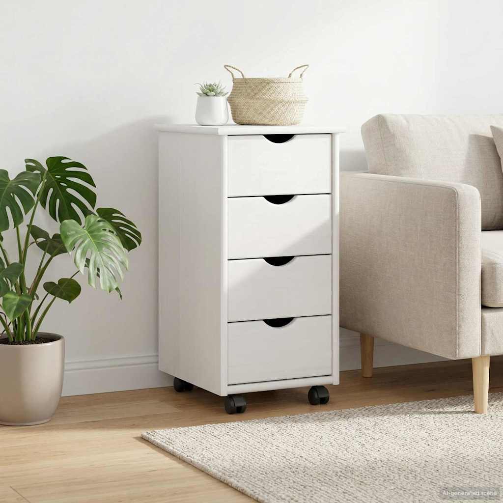 vidaXL Rolling Kast Honingbruin 34 x 39 x 65,5 cm Massief Vurenhout