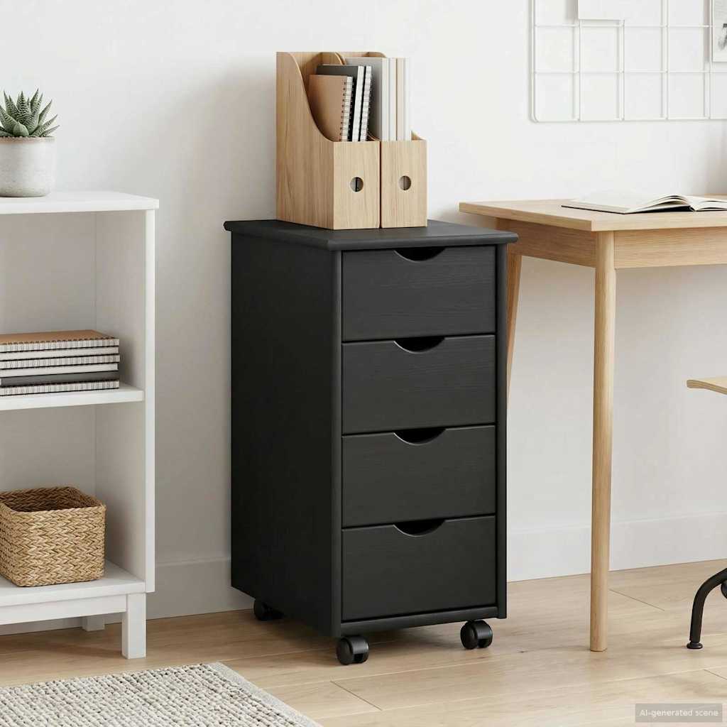 vidaXL Rolling Kast Honingbruin 34 x 39 x 65,5 cm Massief Vurenhout