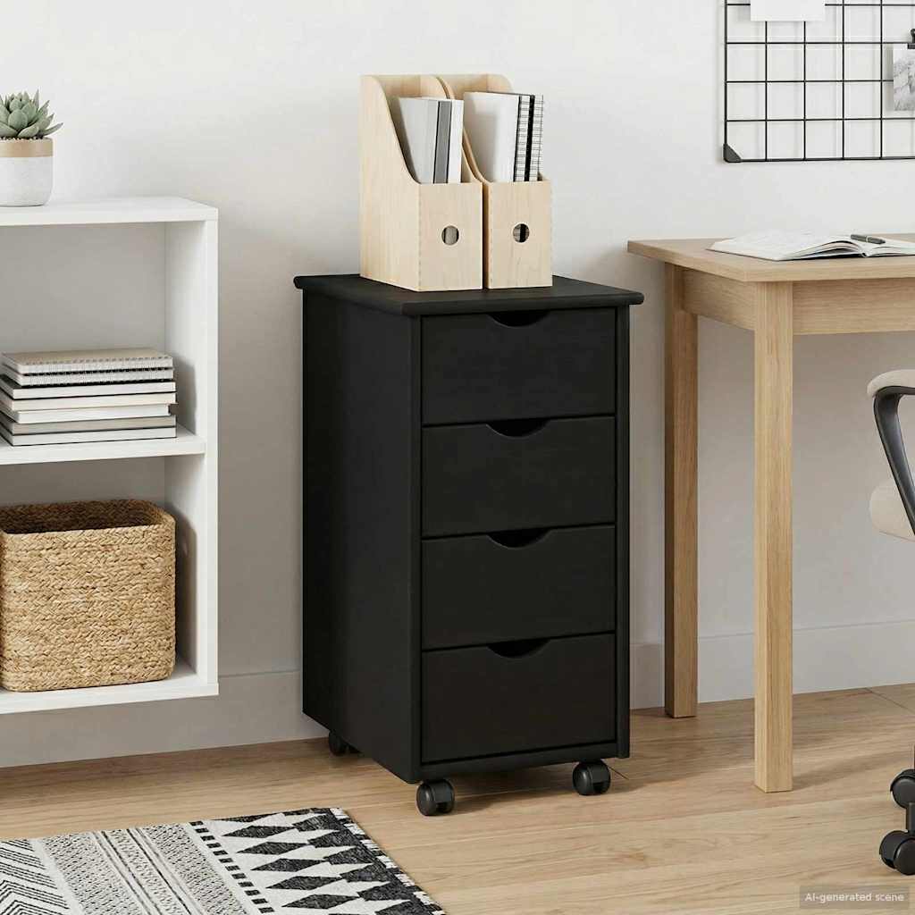 vidaXL Rolling Kast Honingbruin 34 x 39 x 65,5 cm Massief Vurenhout