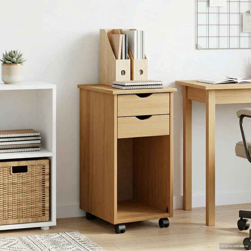 vidaXL Rolling Kast HoningBruin 34 x 39 x 65,5 cm Massief grenenhout