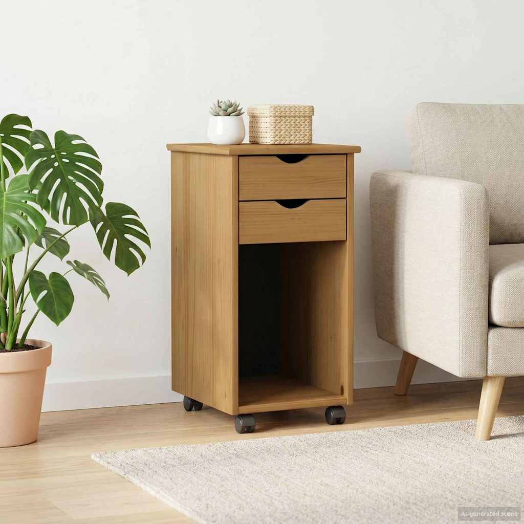 vidaXL Rolling Kast HoningBruin 34 x 39 x 65,5 cm Massief grenenhout