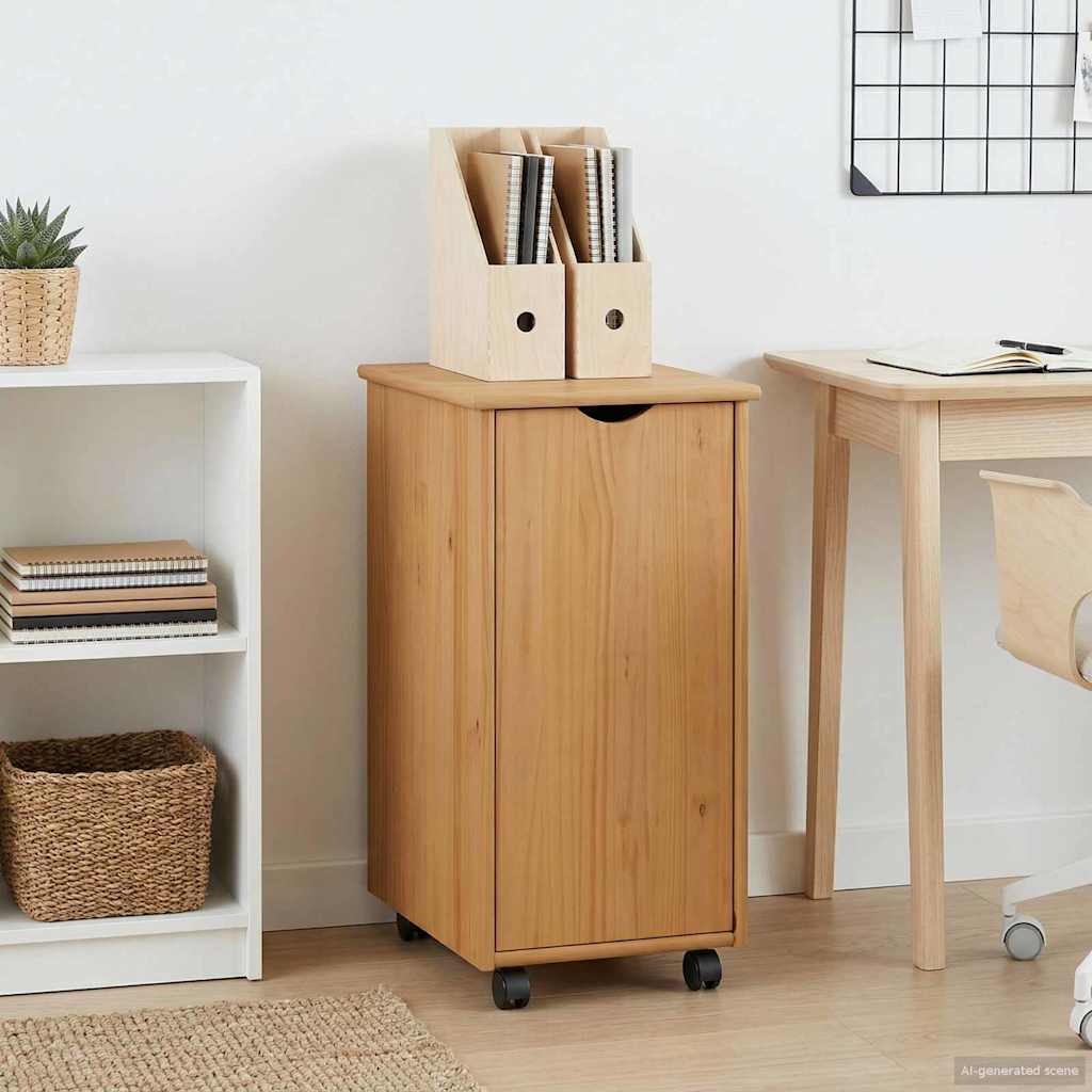 vidaXL Rolling Kast Honingbruin 34 x 39 x 65,5 cm Massief Vurenhout