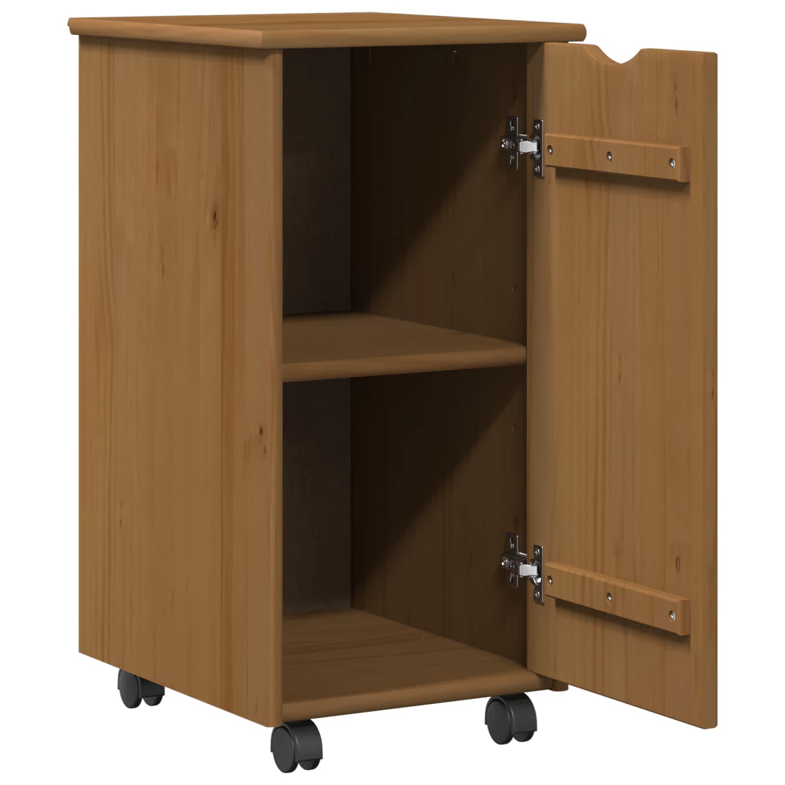 vidaXL Rolling Kast Honingbruin 34 x 39 x 65,5 cm Massief Vurenhout