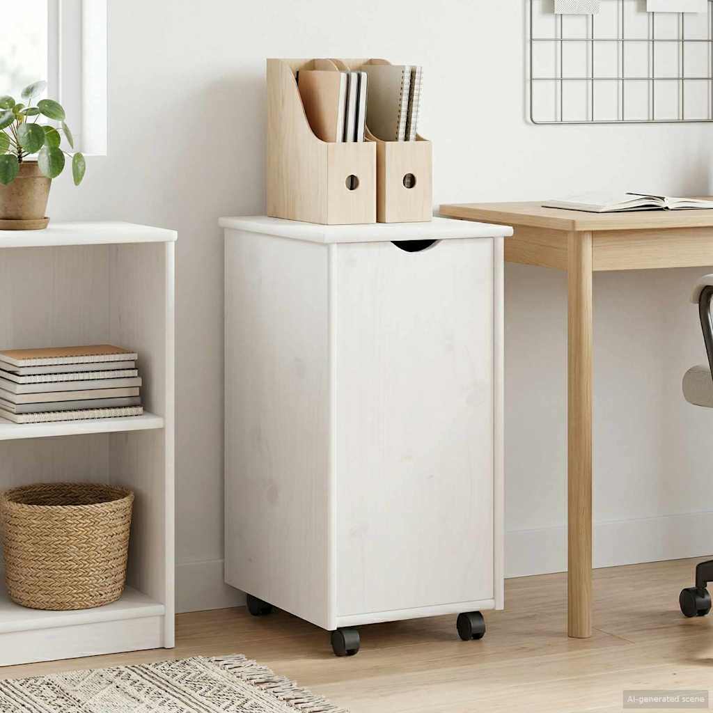 vidaXL Rolling Kast Honingbruin 34 x 39 x 65,5 cm Massief Vurenhout