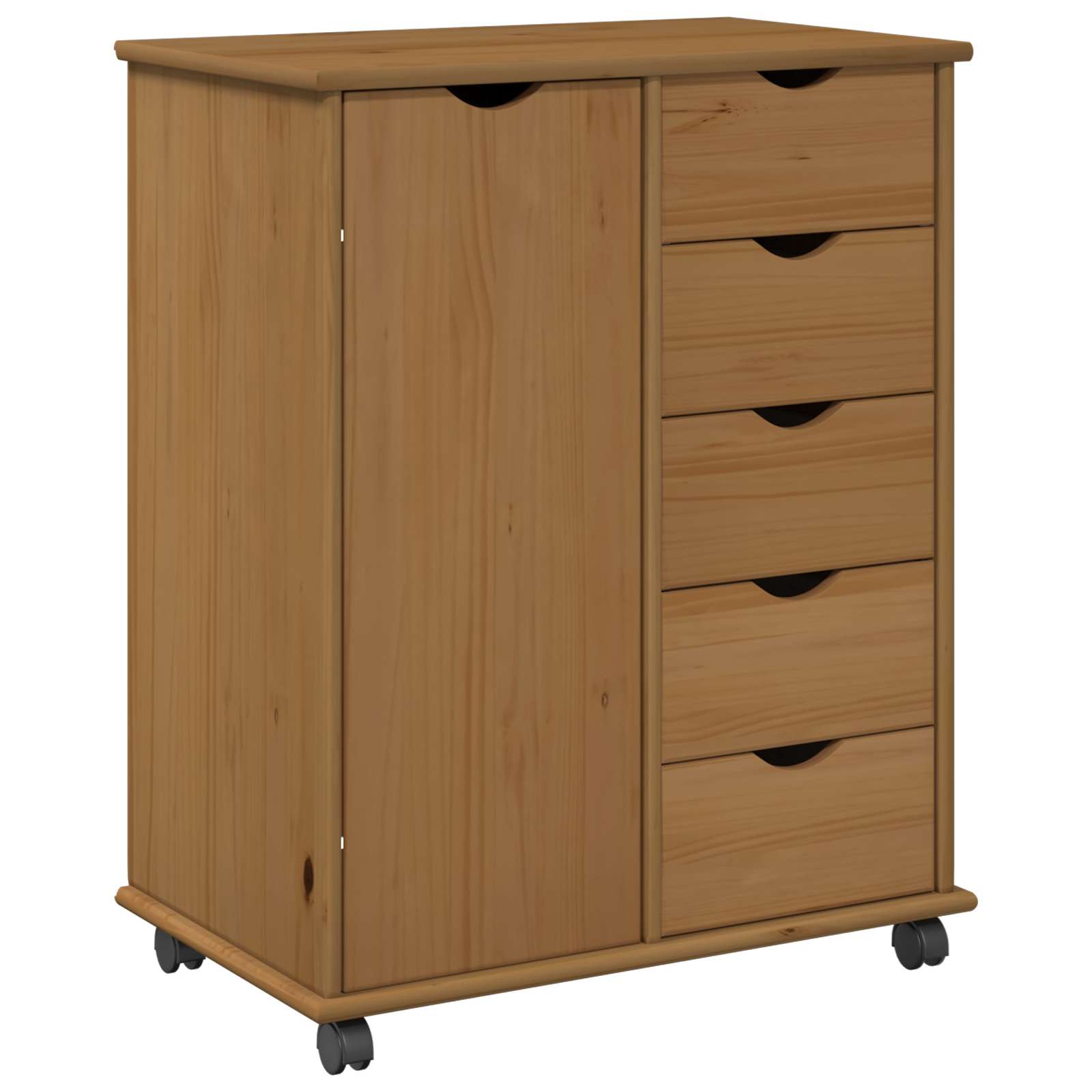 vidaXL Rolling Kast Honingbruin 63,5 x 39 x 79 cm Massief Vurenhout