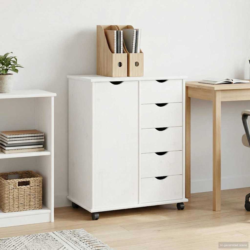 vidaXL Rolling Kast Honingbruin 63,5 x 39 x 79 cm Massief Vurenhout