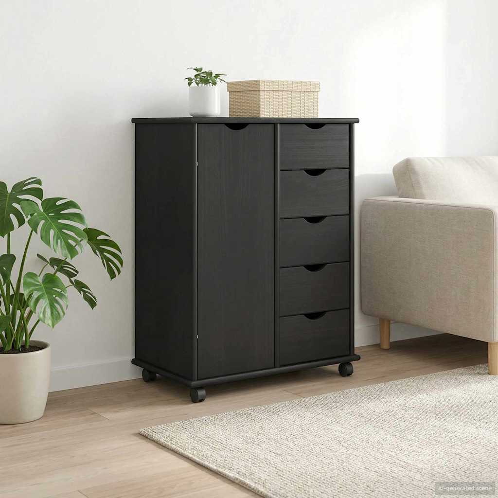vidaXL Rolling Kast Honingbruin 63,5 x 39 x 79 cm Massief Vurenhout