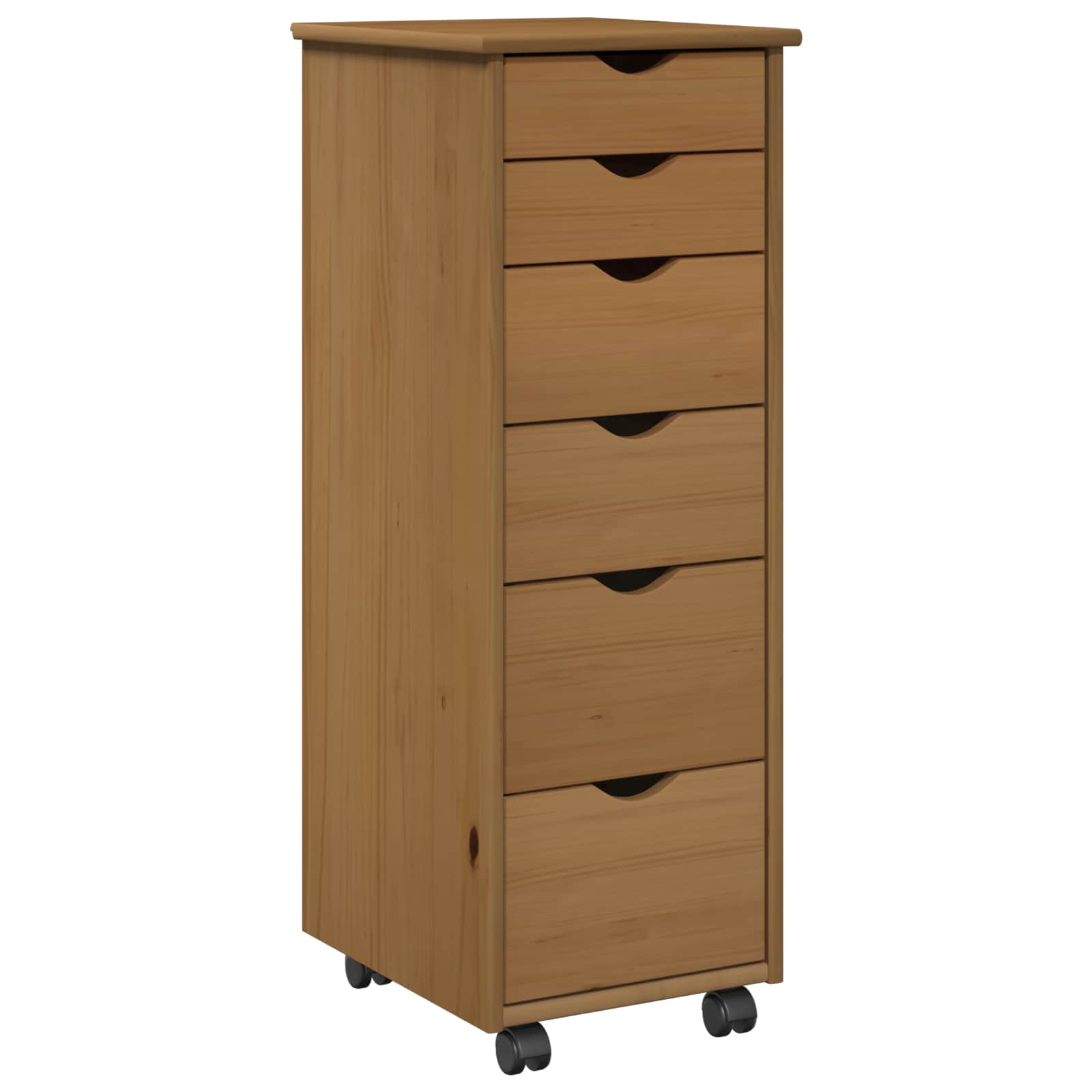 vidaXL Rolling Kast Honingbruin 34 x 39 x 93,5 cm Massief Vurenhout