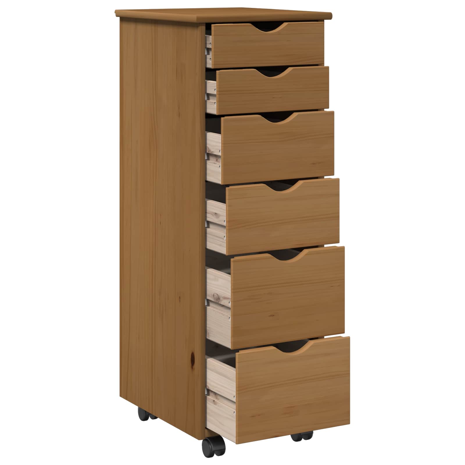 vidaXL Rolling Kast Honingbruin 34 x 39 x 93,5 cm Massief Vurenhout
