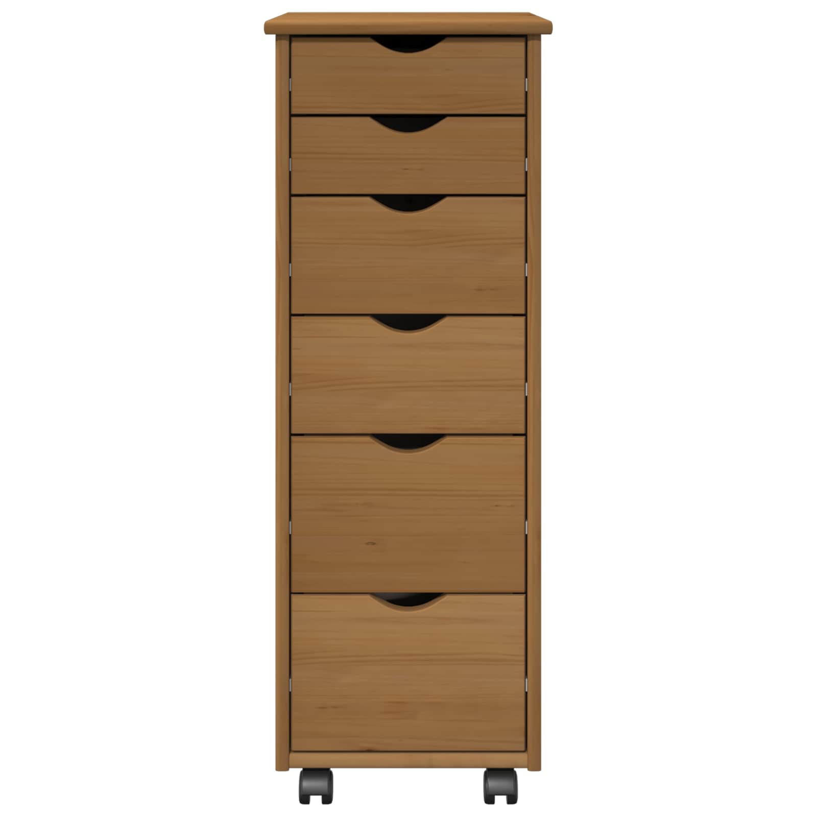 vidaXL Rolling Kast Honingbruin 34 x 39 x 93,5 cm Massief Vurenhout