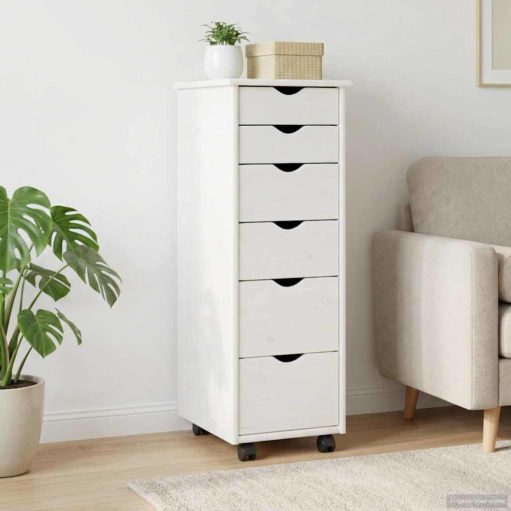 vidaXL Rolling Kast Honingbruin 34 x 39 x 93,5 cm Massief Vurenhout