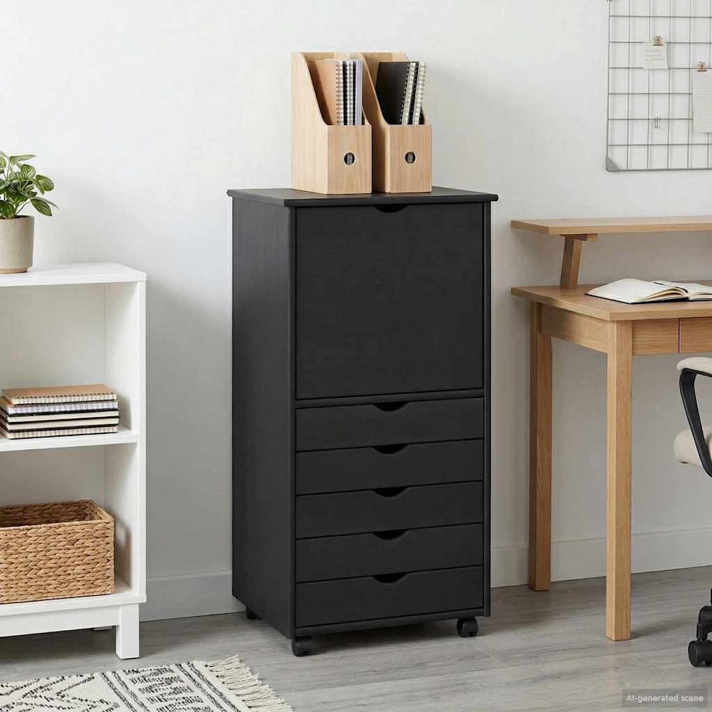 vidaXL Rolling Kast met wiel Bruin 53 x 39 x 103 cm Massief Vurenhout