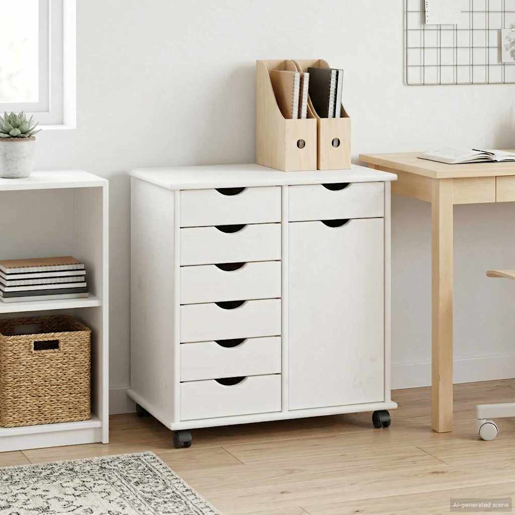 vidaXL Rolling Kast Honingbruin 63,5 x 39 x 65,5 cm Massief Vurenhout