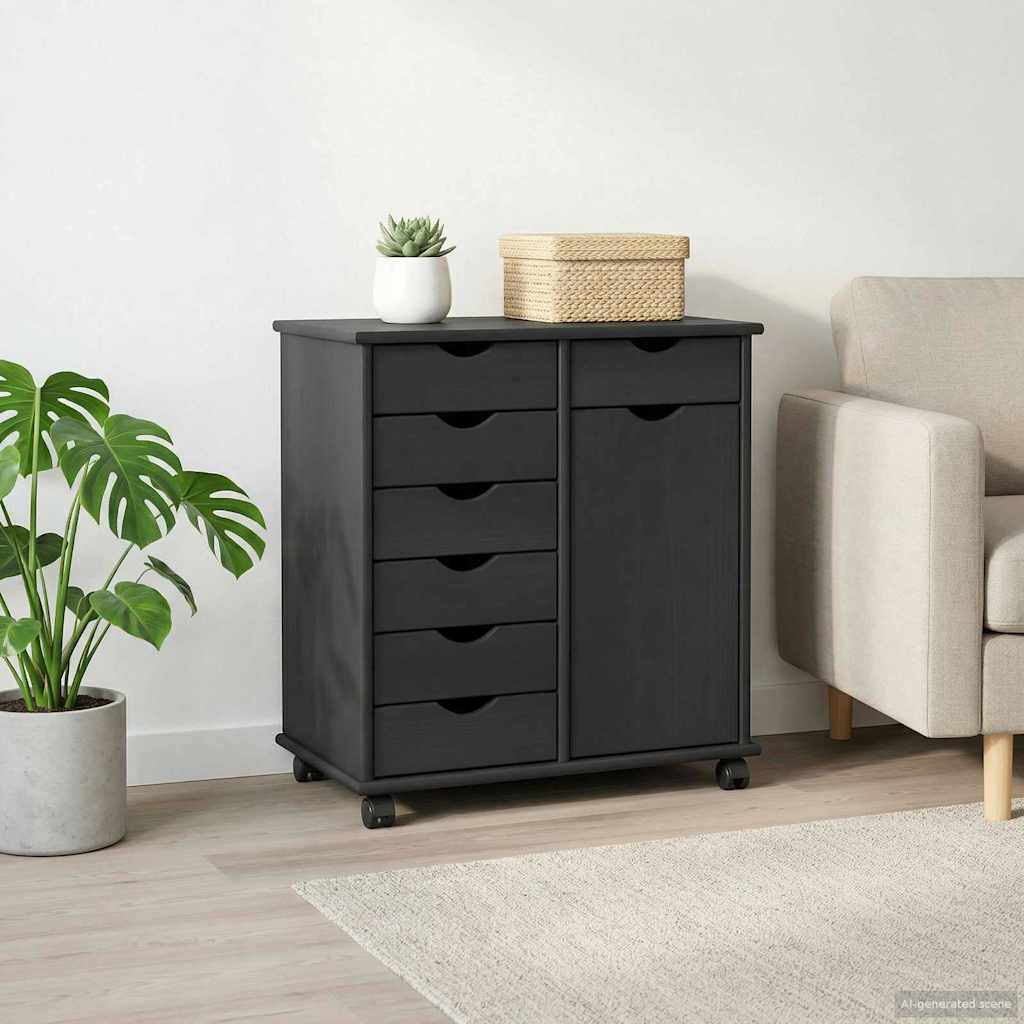 vidaXL Rolling Kast Honingbruin 63,5 x 39 x 65,5 cm Massief Vurenhout