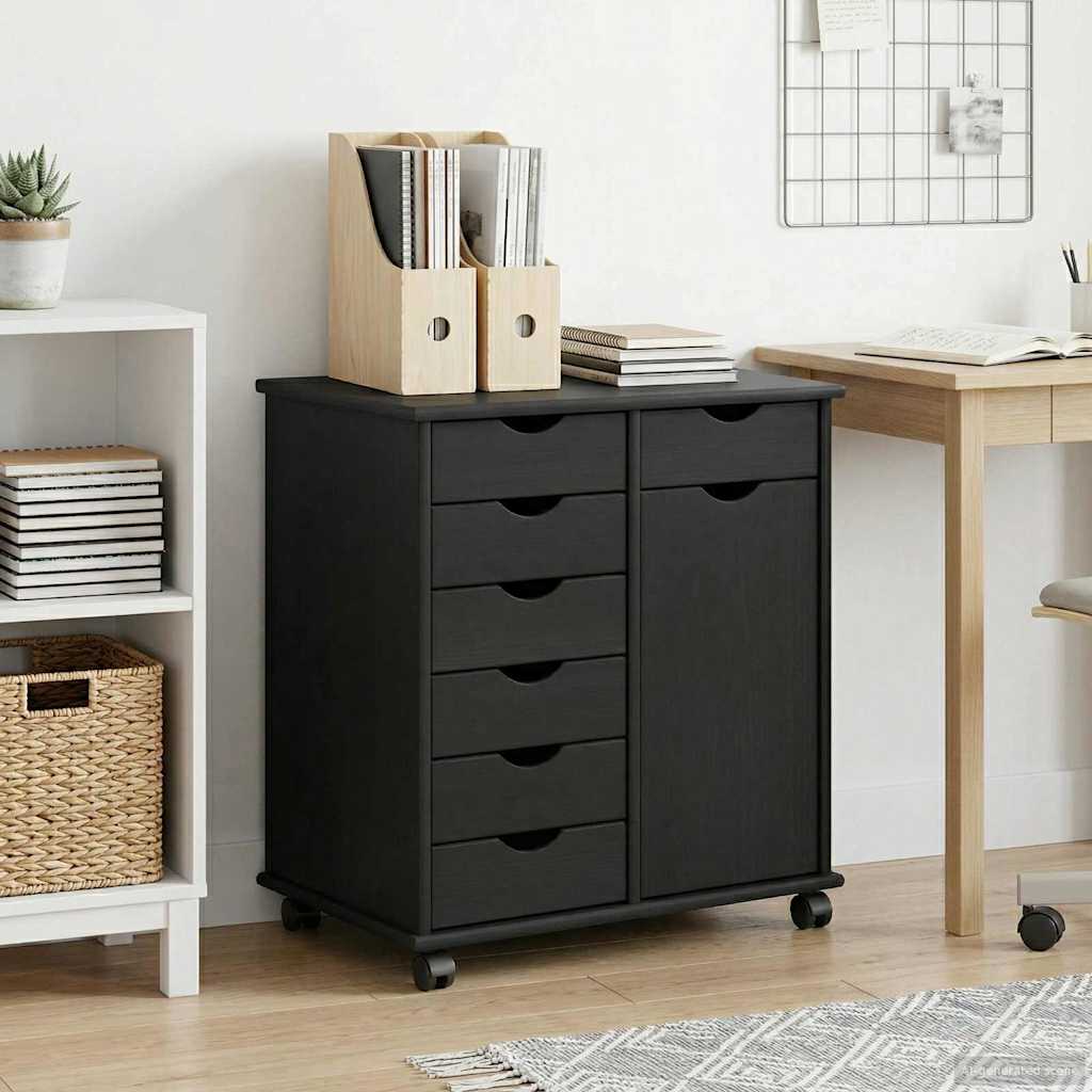 vidaXL Rolling Kast Honingbruin 63,5 x 39 x 65,5 cm Massief Vurenhout
