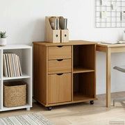 vidaXL Rolling Kast Honingbruin 63,5 x 39 x 65,5 cm Massief Vurenhout