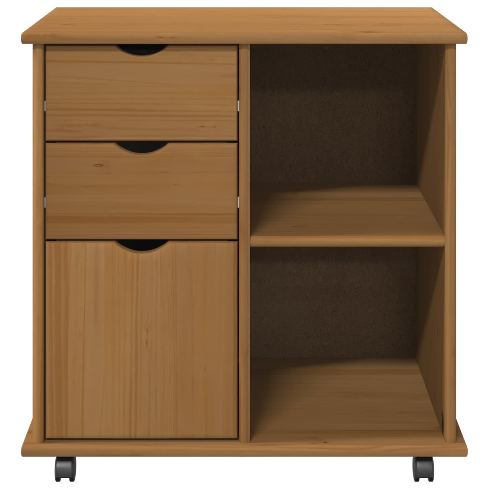 vidaXL Rolling Kast Honingbruin 63,5 x 39 x 65,5 cm Massief Vurenhout