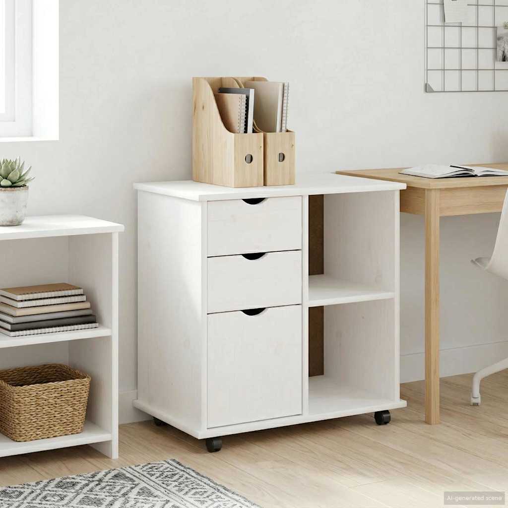 vidaXL Rolling Kast Honingbruin 63,5 x 39 x 65,5 cm Massief Vurenhout