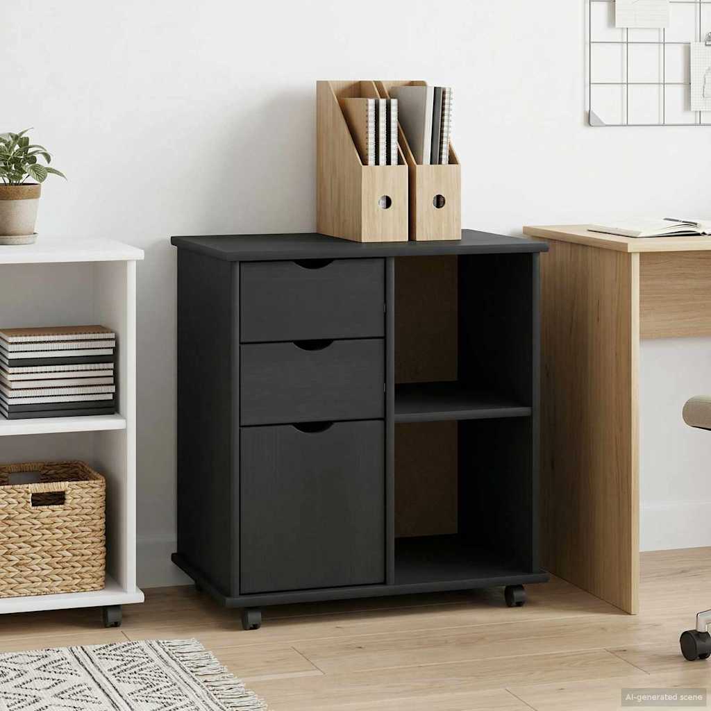vidaXL Rolling Kast Honingbruin 63,5 x 39 x 65,5 cm Massief Vurenhout