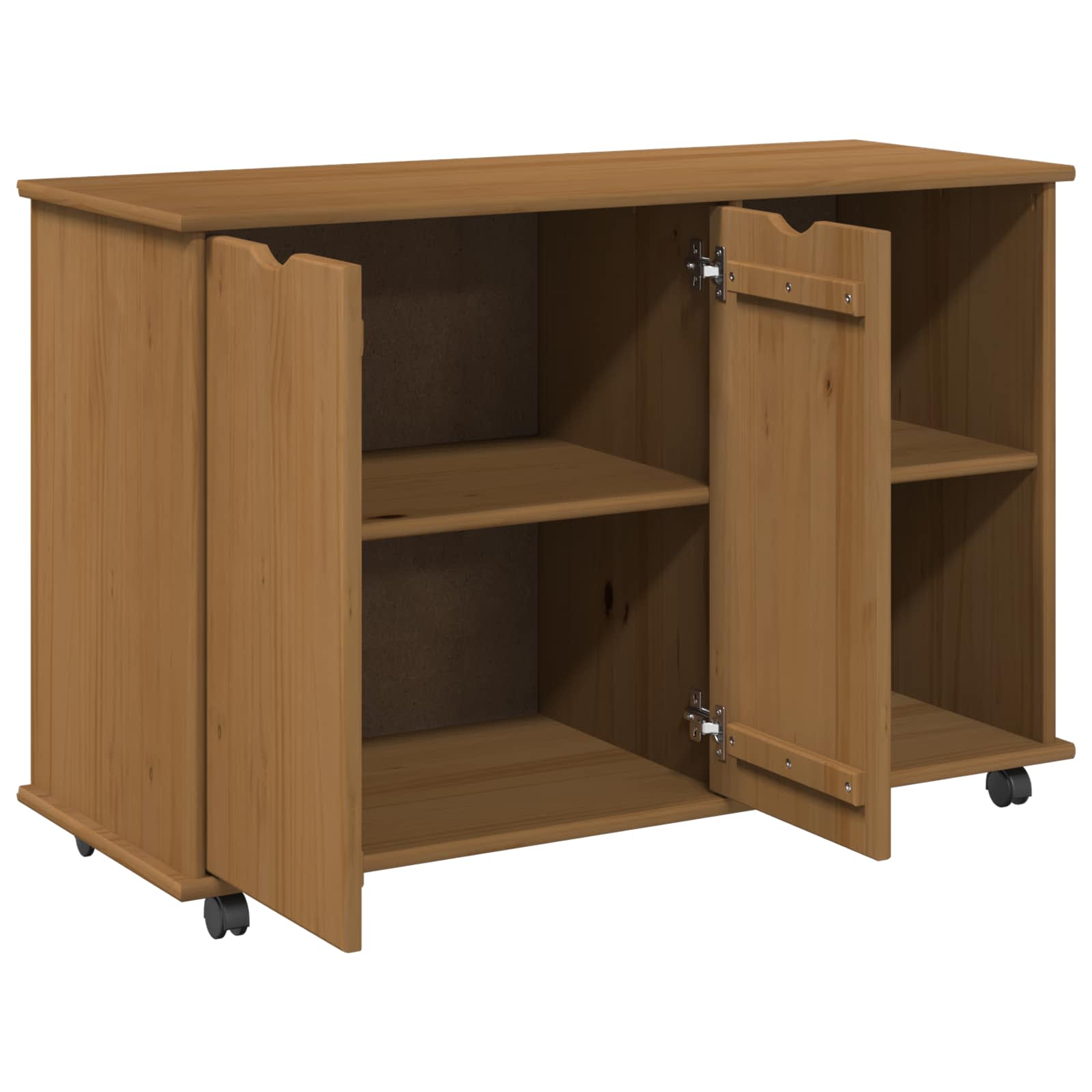 vidaXL Rolling Kast Honingbruin 100 x 39 x 65,5 cm Massief Vurenhout