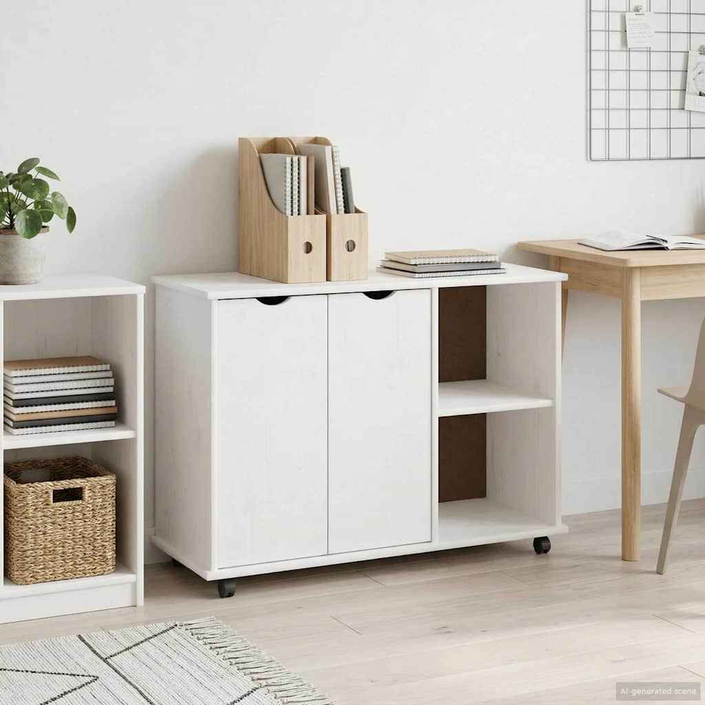 vidaXL Rolling Kast Honingbruin 100 x 39 x 65,5 cm Massief Vurenhout