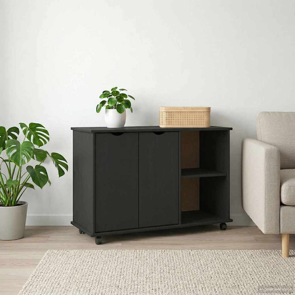 vidaXL Rolling Kast Honingbruin 100 x 39 x 65,5 cm Massief Vurenhout